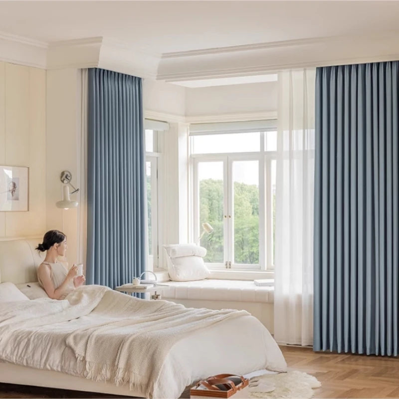 Amalia Cotton Linen Japandi Textured Room Darkening Curtains - Blackout Window Drapes for Bedroom, Living Room & Nursery - Noise Reducing & Light Blocking Home Decor