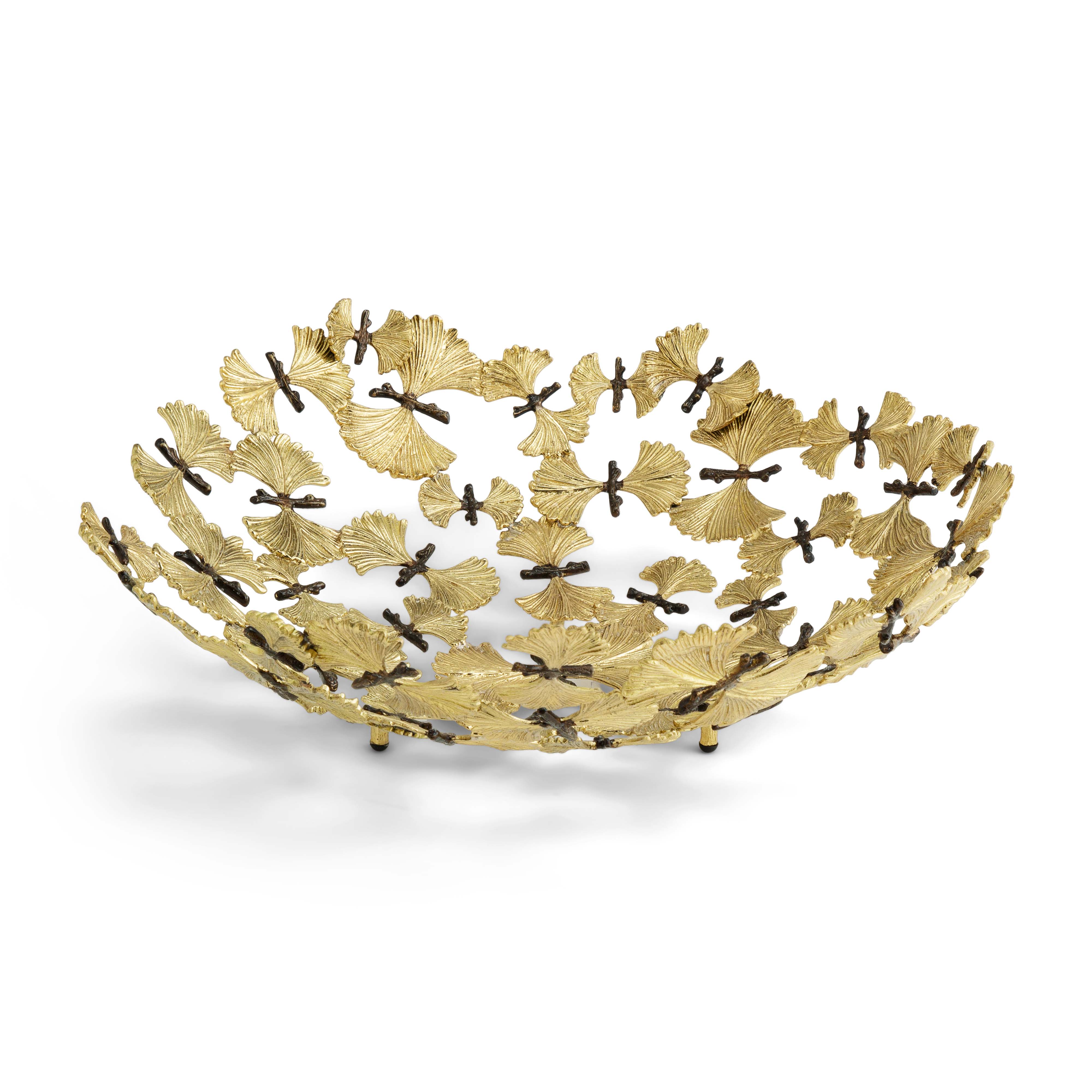 Elegant Butterfly Ginkgo Leaf Ceramic Centerpiece Bowl - Handcrafted Decorative Serving Dish for Dining Table, Wedding, Party Decor & Home Decor