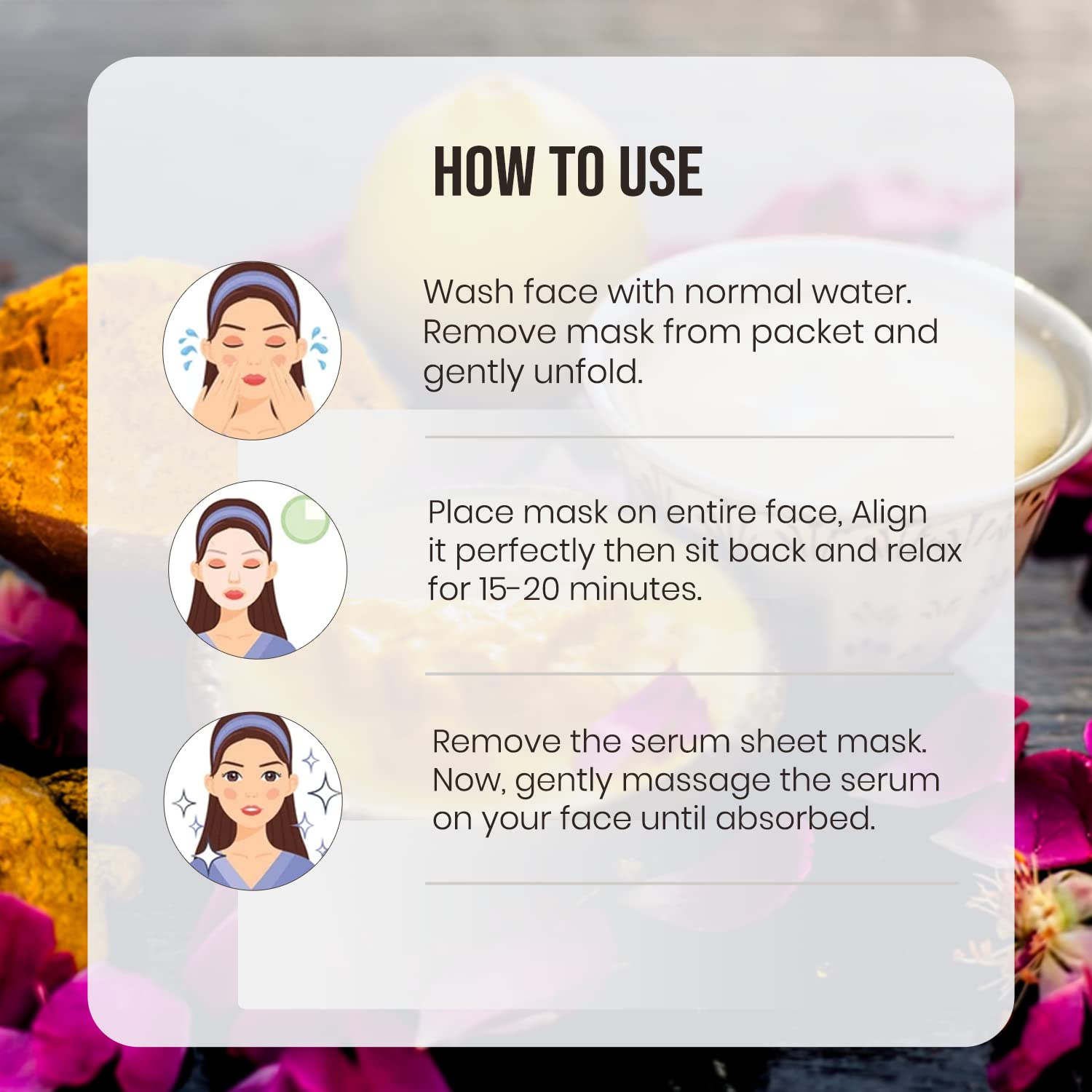 Saffron Naturals Ubtan & Saffron Serum Face Sheet Mask - Brightening & Skin Tone Even Set of 4 (25g Each) for Glowing Skin | Perfect for Daily Skincare Routine & Spa Nights