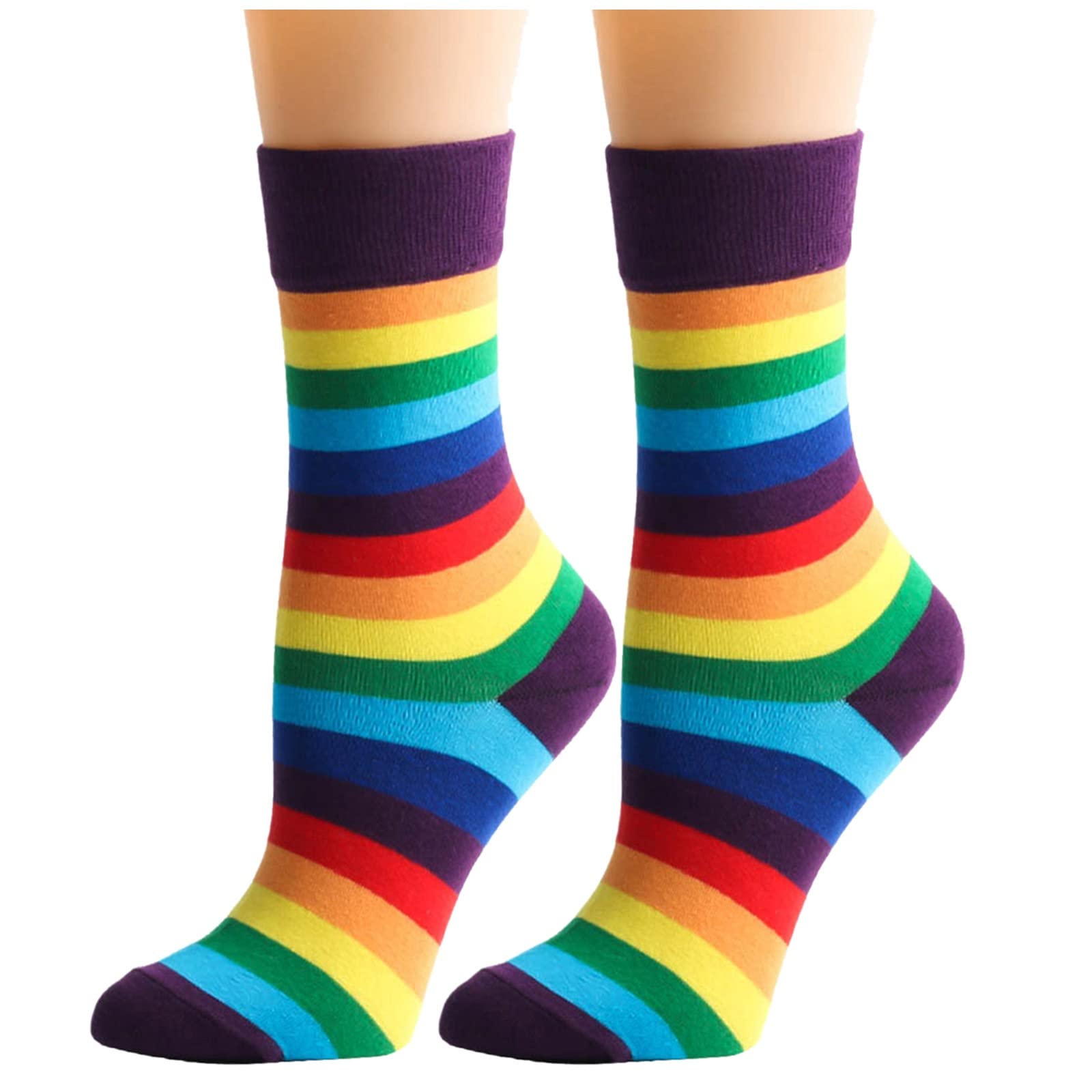 Colorful Rainbow Striped Casual Socks for Men, Women & Boys (4-6 Years) - Comfortable Cotton Blend for Everyday Wear, Sports & Fashion Outfits