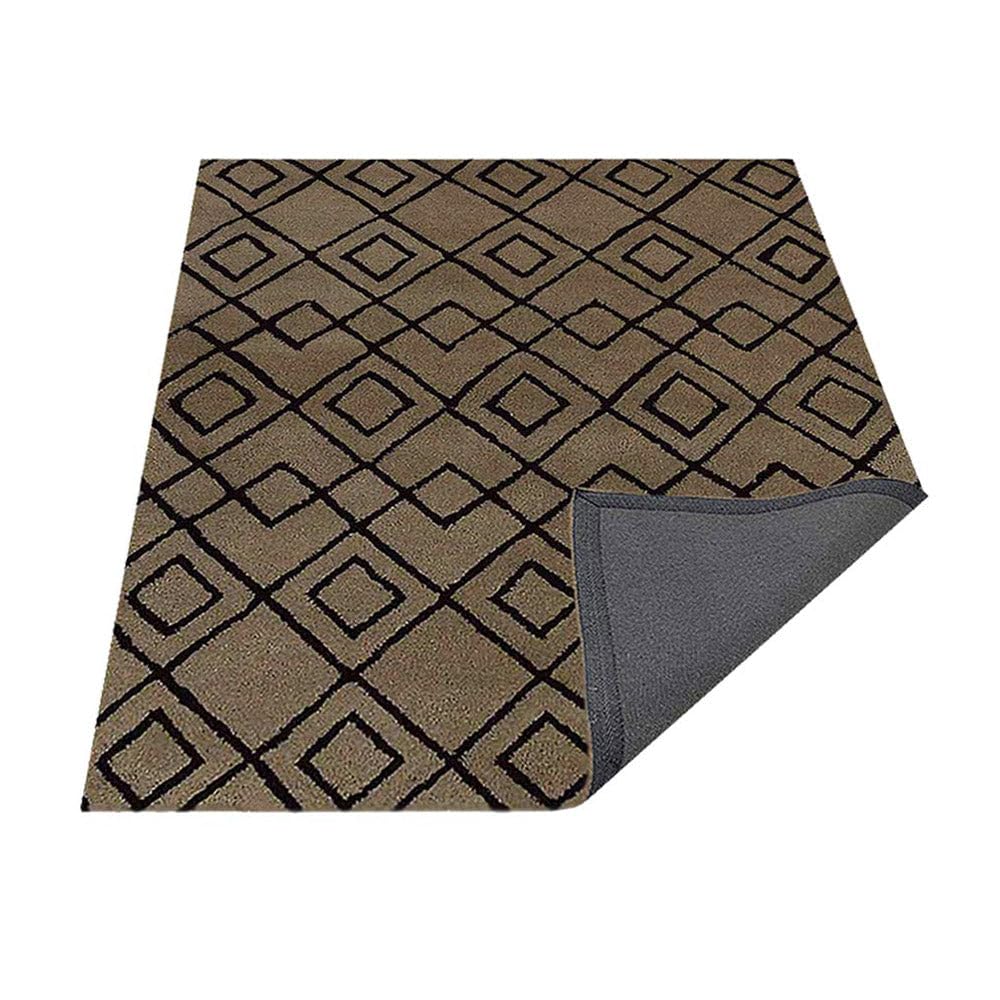 Hand Tufted Wool Eco-Friendly Area Rugs 4x6 Feet - Rectangle Cream & Brown Geometric Modern Design High Pile Handmade Rug for Living Room, Bedroom, Office & Dorm - Soft & Durable Floor Decor (K04510)