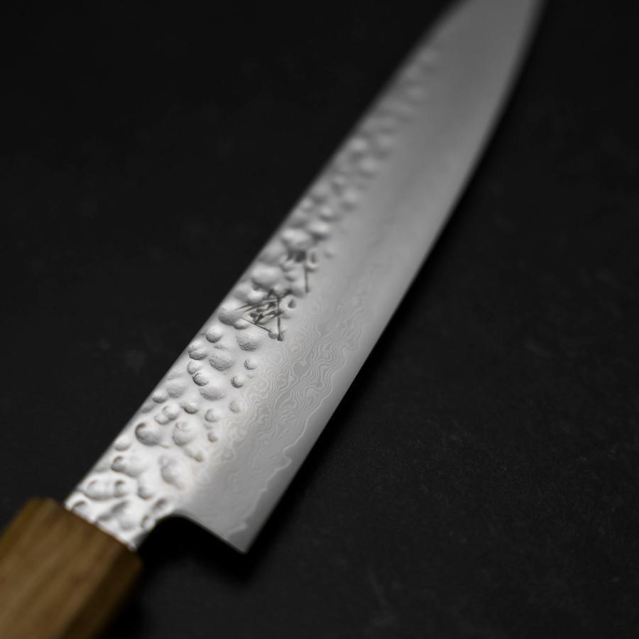 VG-10 Tsuchime Damascus Petty Knife 150mm - Japanese Handcrafted Chef Knife with Urushi Lacquer Handle for Precision Slicing, Dicing, and Garnishing in Professional Kitchens