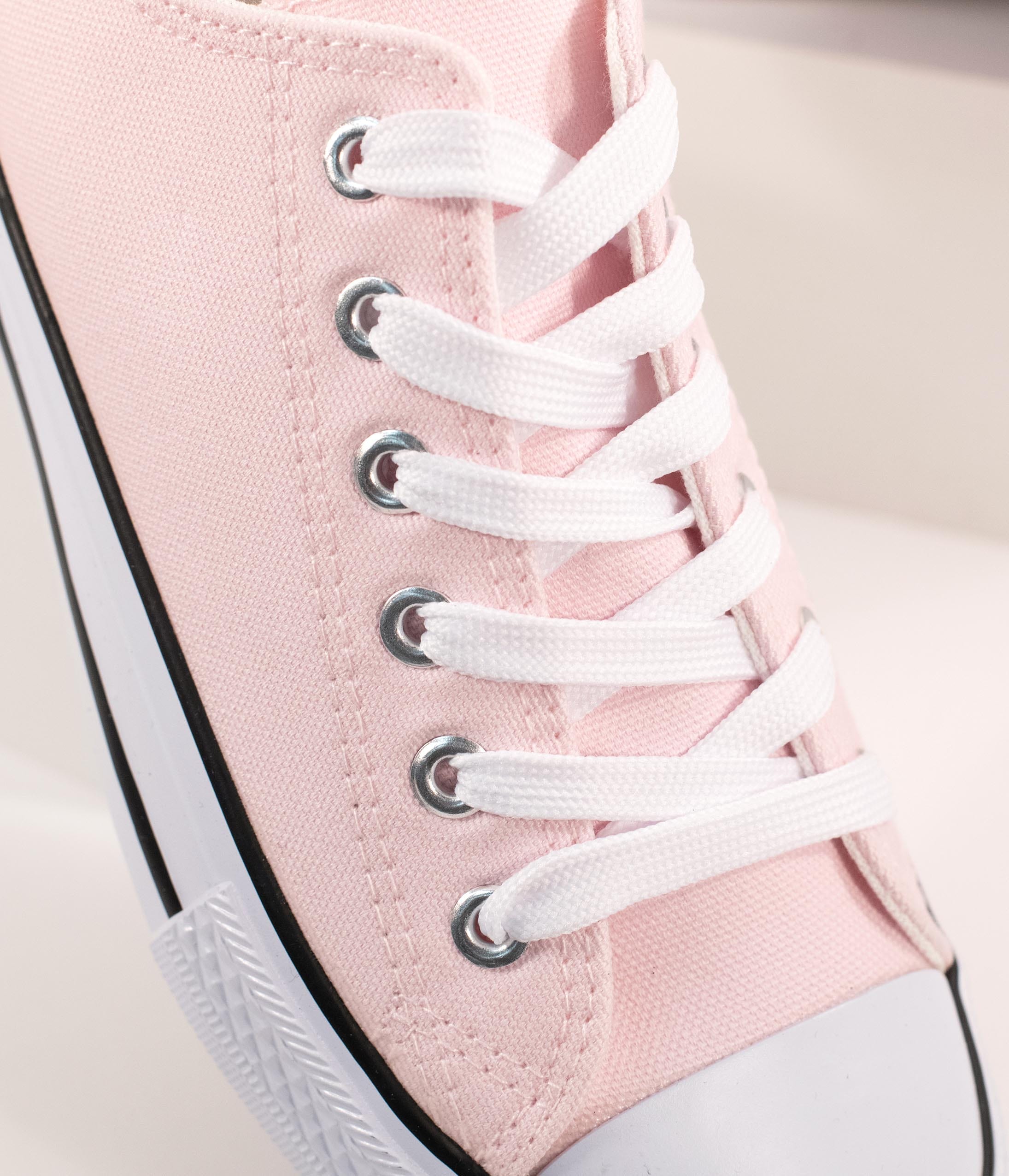 Light Pink Lace Up Canvas Sneakers for Women - Comfortable Casual Shoes for Walking, Running & Everyday Wear