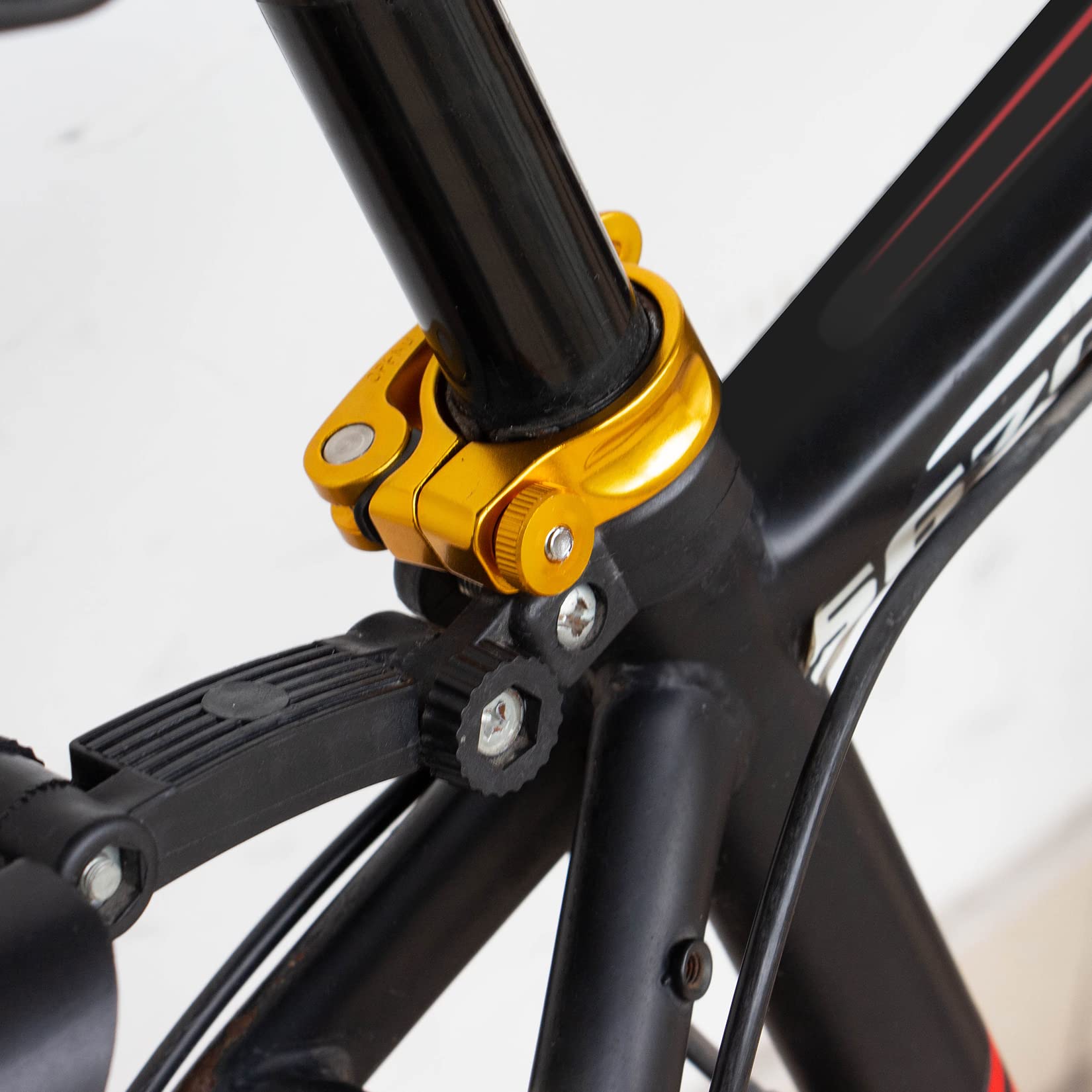 PSLER 31.8mm Bike Seat Post Clamp Quick Release - Mountain, Road & Casual Bicycle Seatpost Clamp (Yellow) - Perfect for MTB, Commuting & Urban Cycling