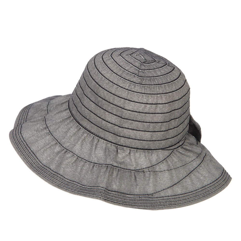 Jeanne Simmons Women's Ribbon Accent Crushable Sun Hat - Stylish Wide Brim Floppy Hat for Beach, Garden & Outdoor Activities