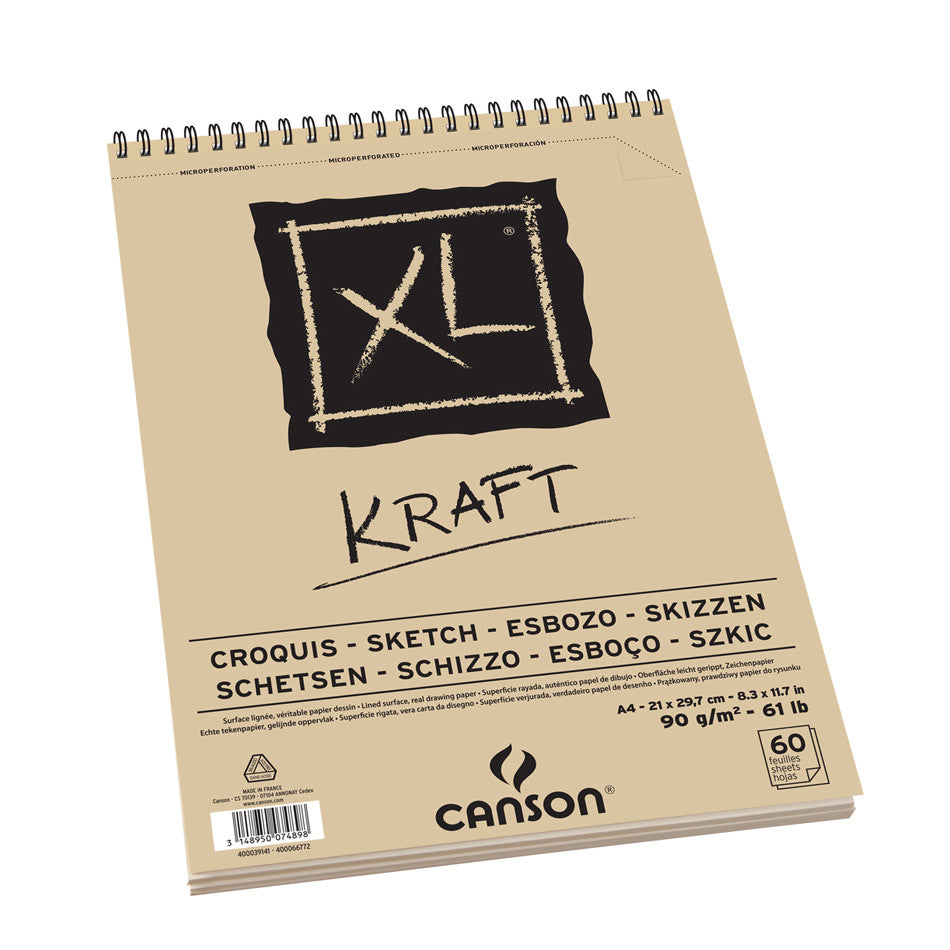 Canson XL Kraft Spiral Pad A4 - 50 Sheets 9x12 inch Sketchbook for Drawing, Painting & Mixed Media - Acid-Free Paper for Artists & Students - Perfect for Studio, Classroom & Outdoor Sketching