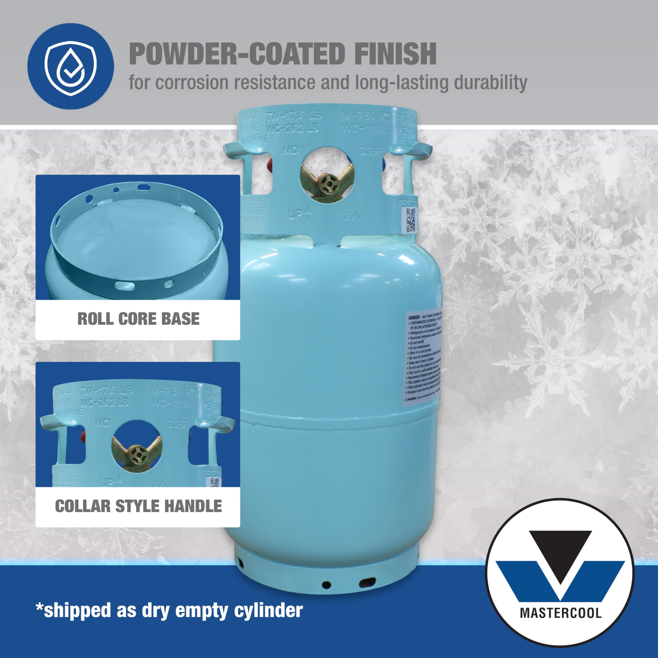 Mastercool 67010 30 lb Refrigerant Recovery Cylinder - DOT-Approved HVAC Tank with Float Switch, 1/2
