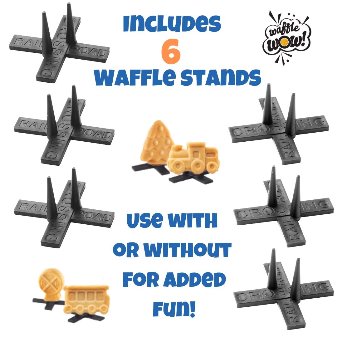 Electric Train Set Waffle Maker - Nonstick Waffle Iron with 4 Removable Dishwasher-Safe Plates for Fun Family Breakfast - Create Train-Shaped Waffles, Pancakes & Tracks - Includes Recipes - Perfect Kids Gift for Birthday & Holiday Breakfast