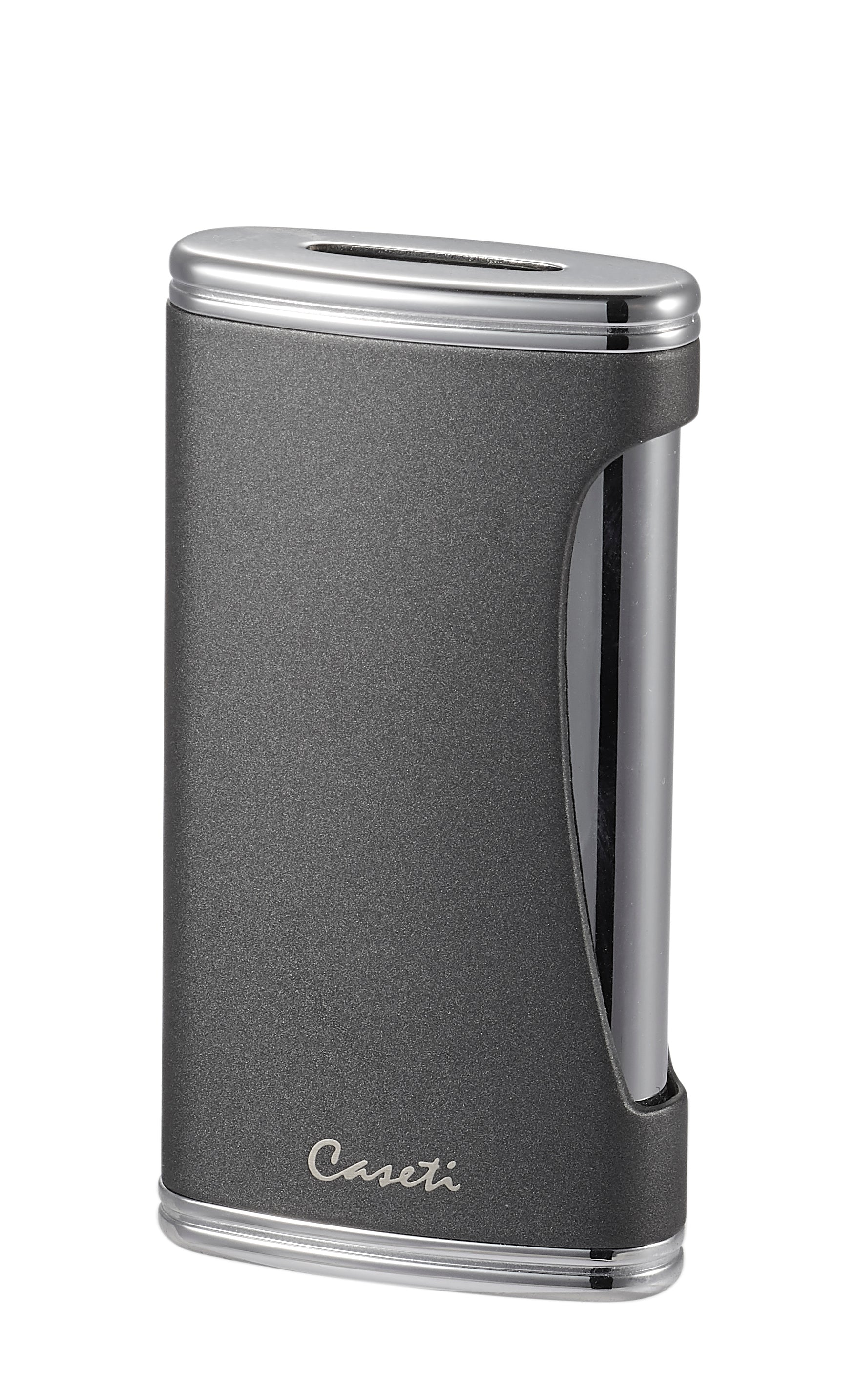 Caseti BigFlat Gray Cigar Lighter - Windproof Butane Torch for Cigars, Cigarettes & Outdoor Use - Perfect for Camping, BBQ & Travel Accessories