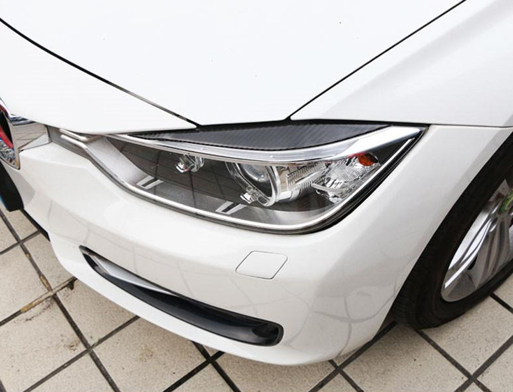 Carbon Fiber Headlight Eyebrow Covers for 2012-2015 BMW F30 F31 3 Series Pre-LCI Sedan | Matte Finish Protection | Easy Installation | Upgrade Your Car's Front End Style for Daily Driving & Car Shows