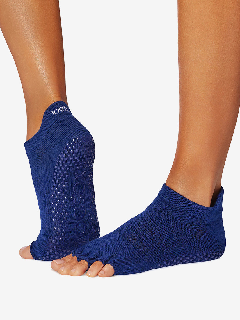 ToeSox Half Toe Low Rise Grip Socks for Yoga, Pilates & Barre - Non-Slip Deep Navy Workout Socks for Women & Men - Perfect for Dance, Fitness & Studio Classes