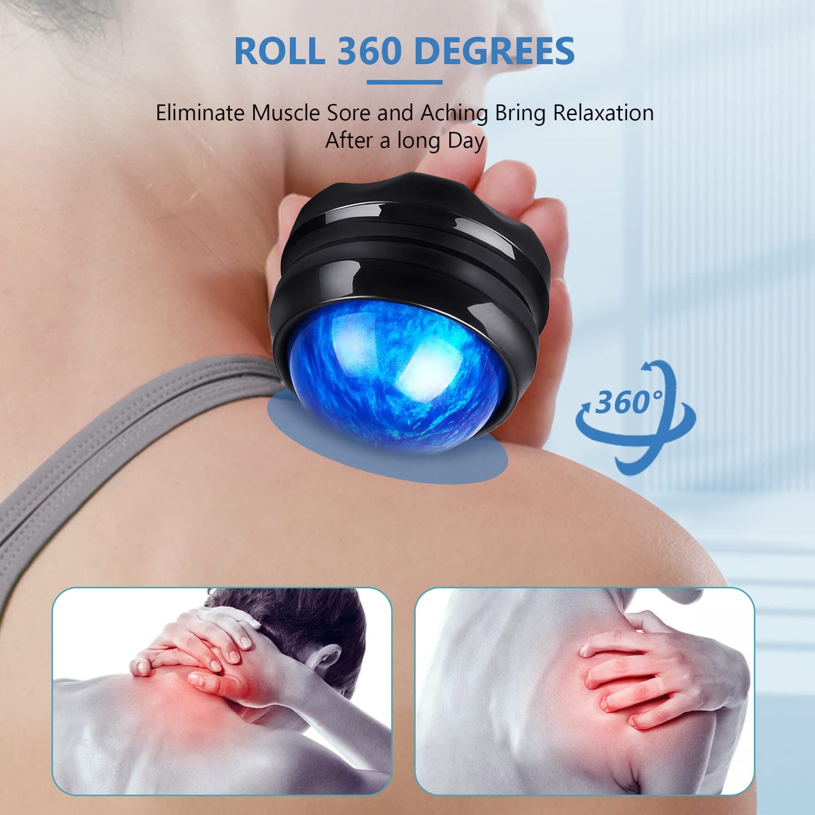 Deep Tissue Massage Roller Ball - Neck & Muscle Pain Relief Tool for Lymphatic Drainage & Post-Surgery Recovery (Blue) | Perfect for Home, Office & Gym Use