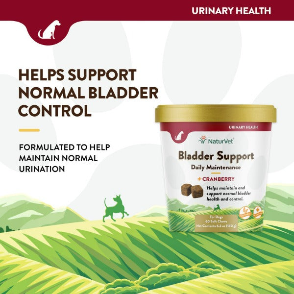 NaturVet Bladder Support Plus Cranberry Soft Chews for Dogs - Urinary Tract Health Supplement for Small & Large Breeds - Supports Healthy Bladder Function at Home or Travel