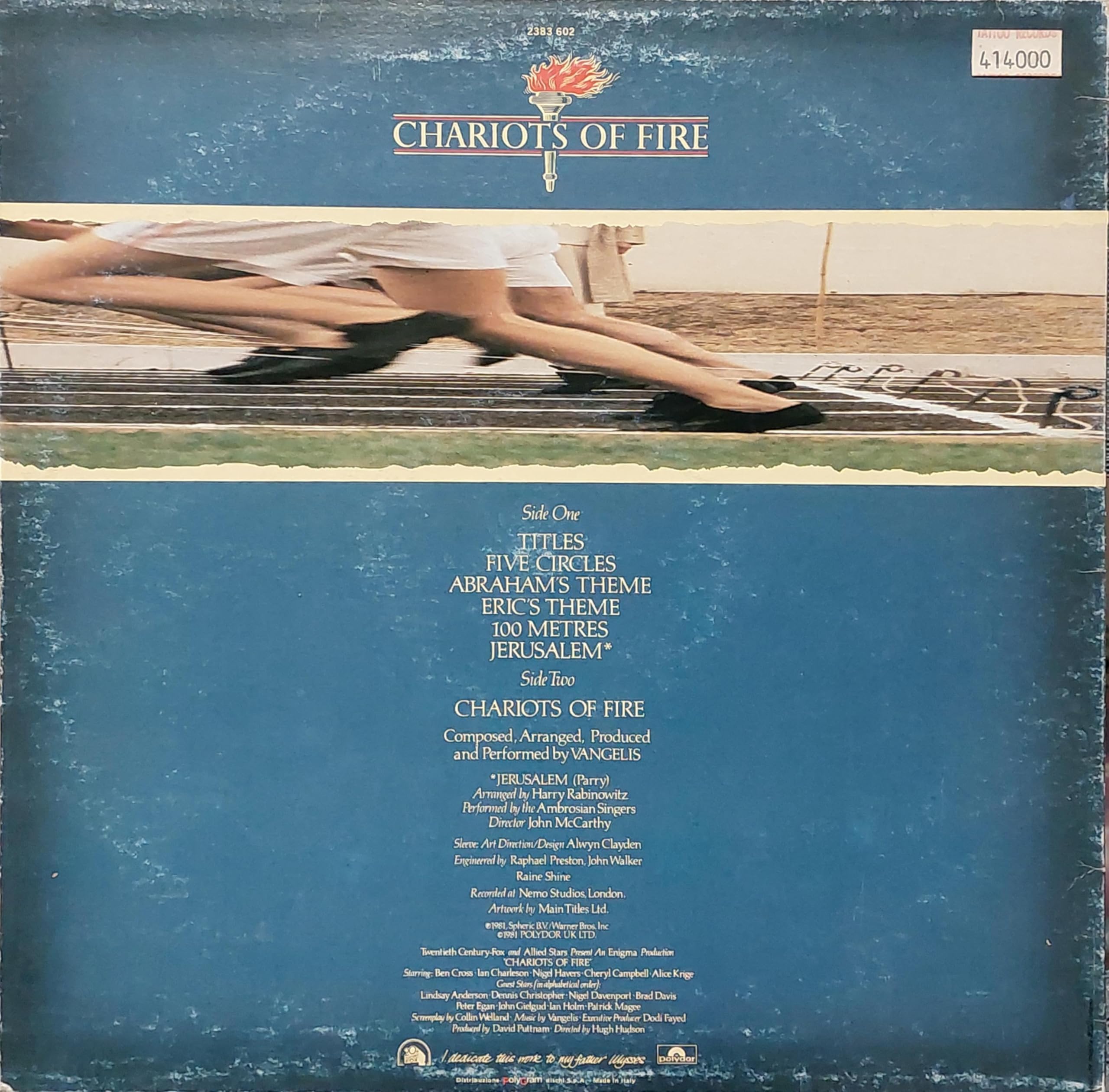 Vangelis - Chariots of Fire Original Motion Picture Soundtrack LP Vinyl Record - Perfect for Movie Nights & Music Collectors
