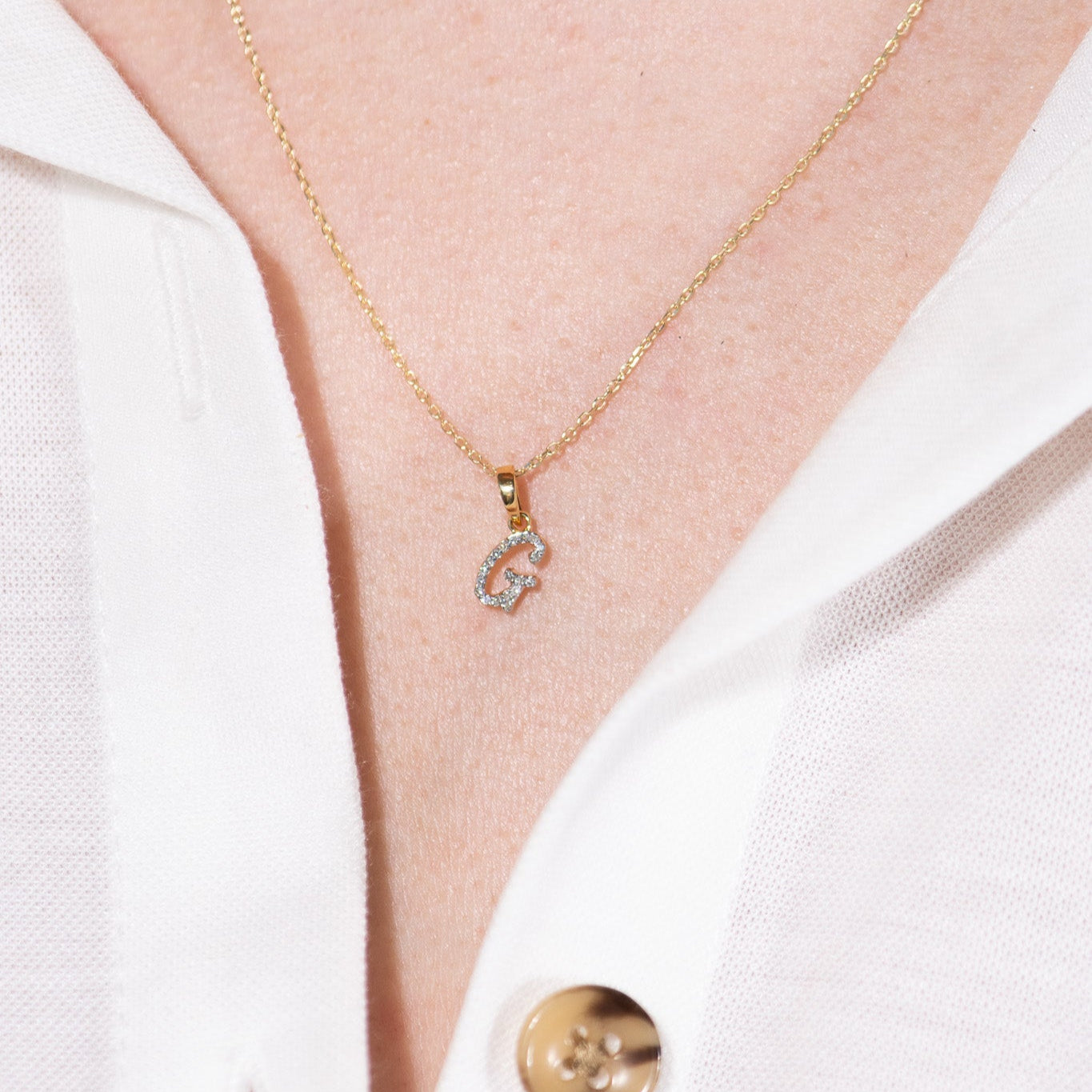 14K White Gold Diamond Initial Necklace - Personalized Cursive Letter Pendant for Women - Perfect Gift for Birthday, Anniversary & Valentine's Day