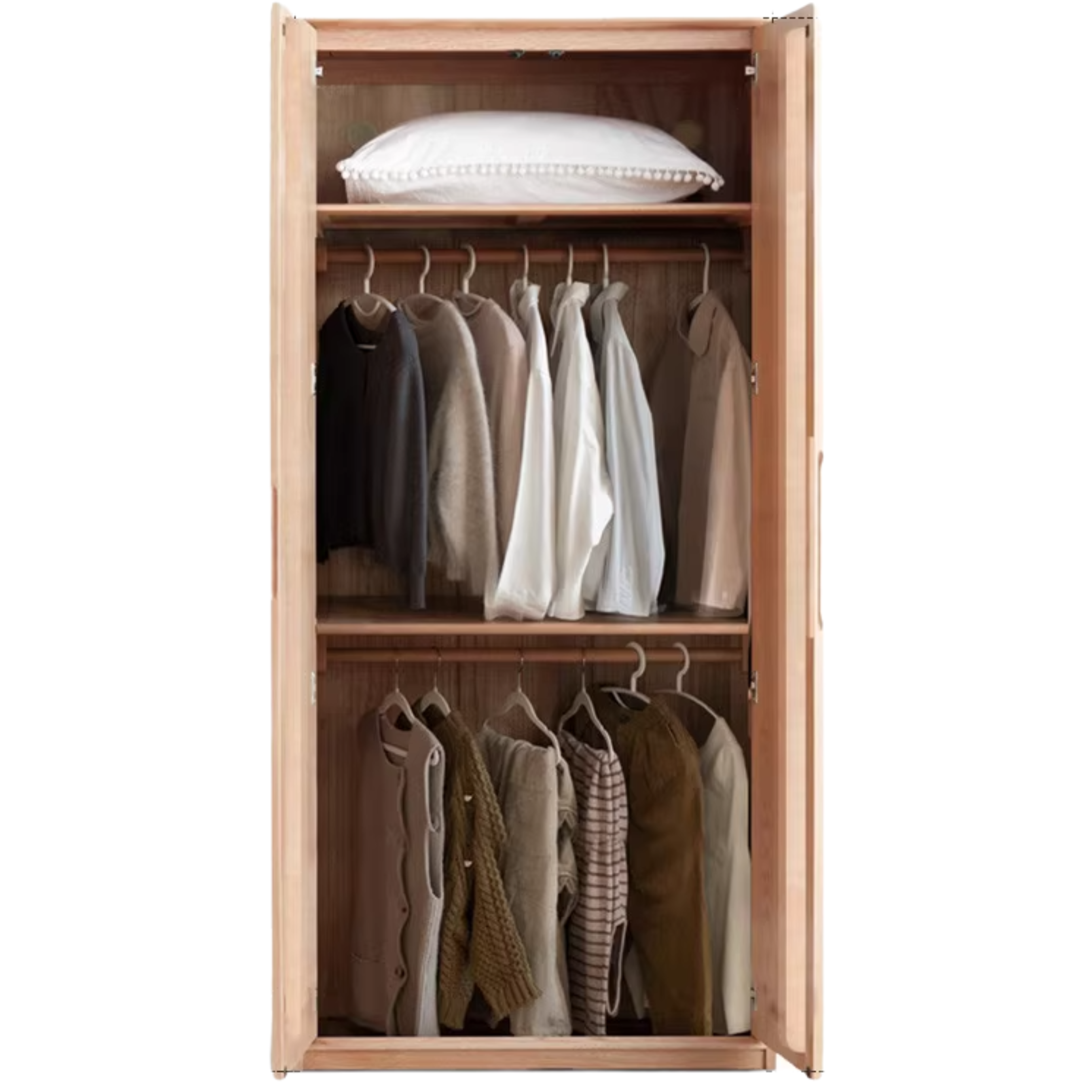 35.4x22.4x86.8 inch / 90x57x220 сm / Creamy - natural color/ Two-door wardrobe type B