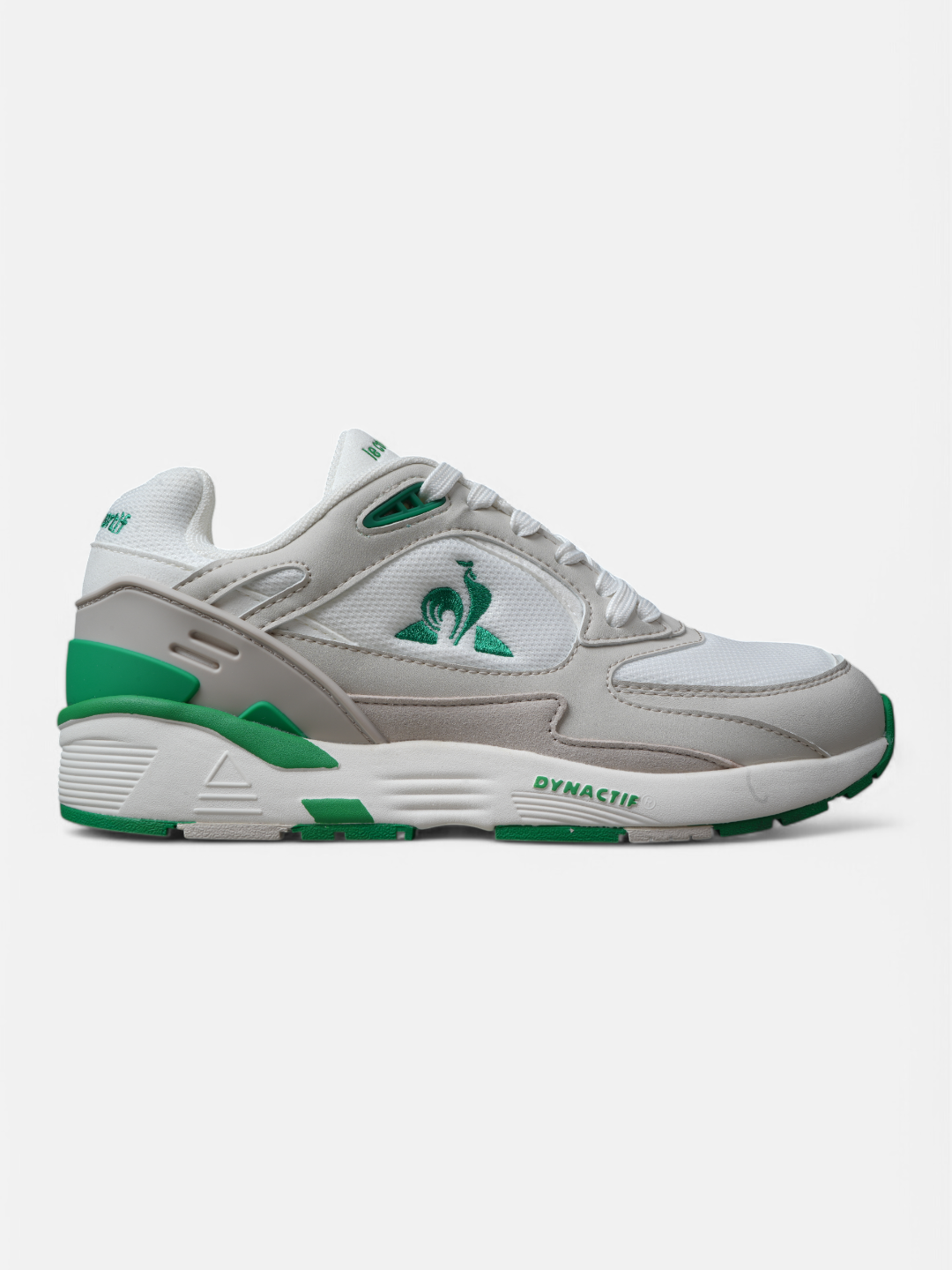 Le Coq Sportif R1100 Classic Sneakers - White & Green Retro Running Shoes for Men & Women | Comfortable Casual Wear for Gym, Walking & Everyday Fashion