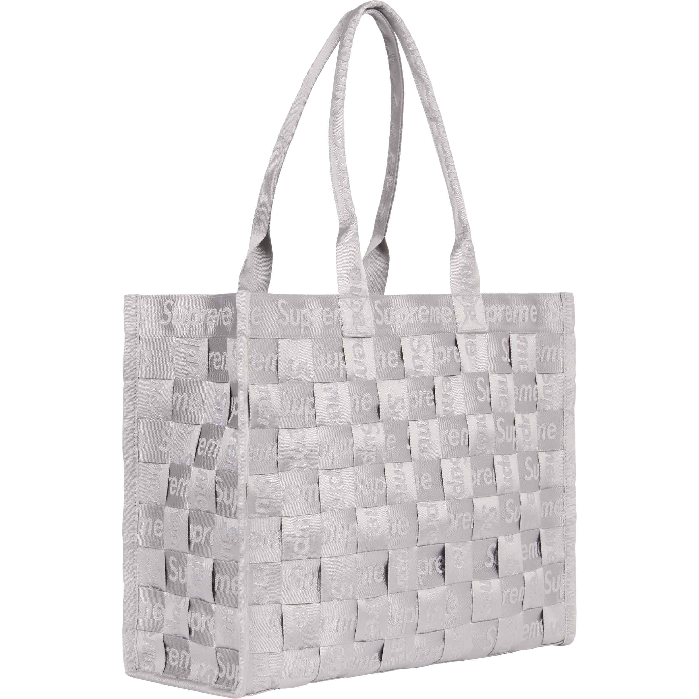 Supreme Woven Tote Bag - Stylish Grey Cotton Shopper for Women - Perfect for Grocery Shopping, Beach Trips & Daily Essentials