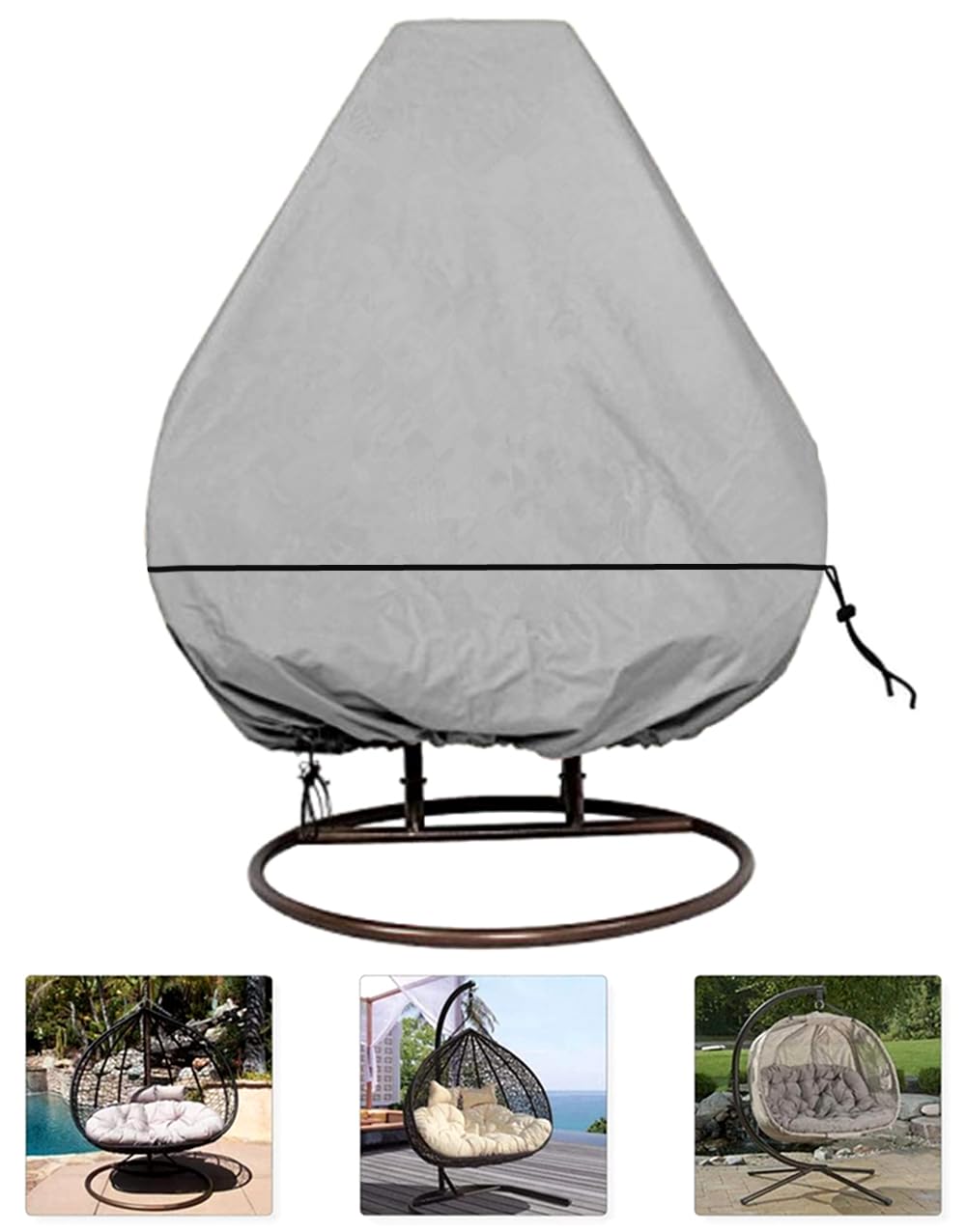 Waterproof Patio Hanging Chair Cover - 230x200cm Cocoon Egg Chair Protector for Rattan Wicker Swing Seats | Outdoor Furniture Protection for Double Swinging Chairs | Perfect for Backyard, Garden & Poolside Use