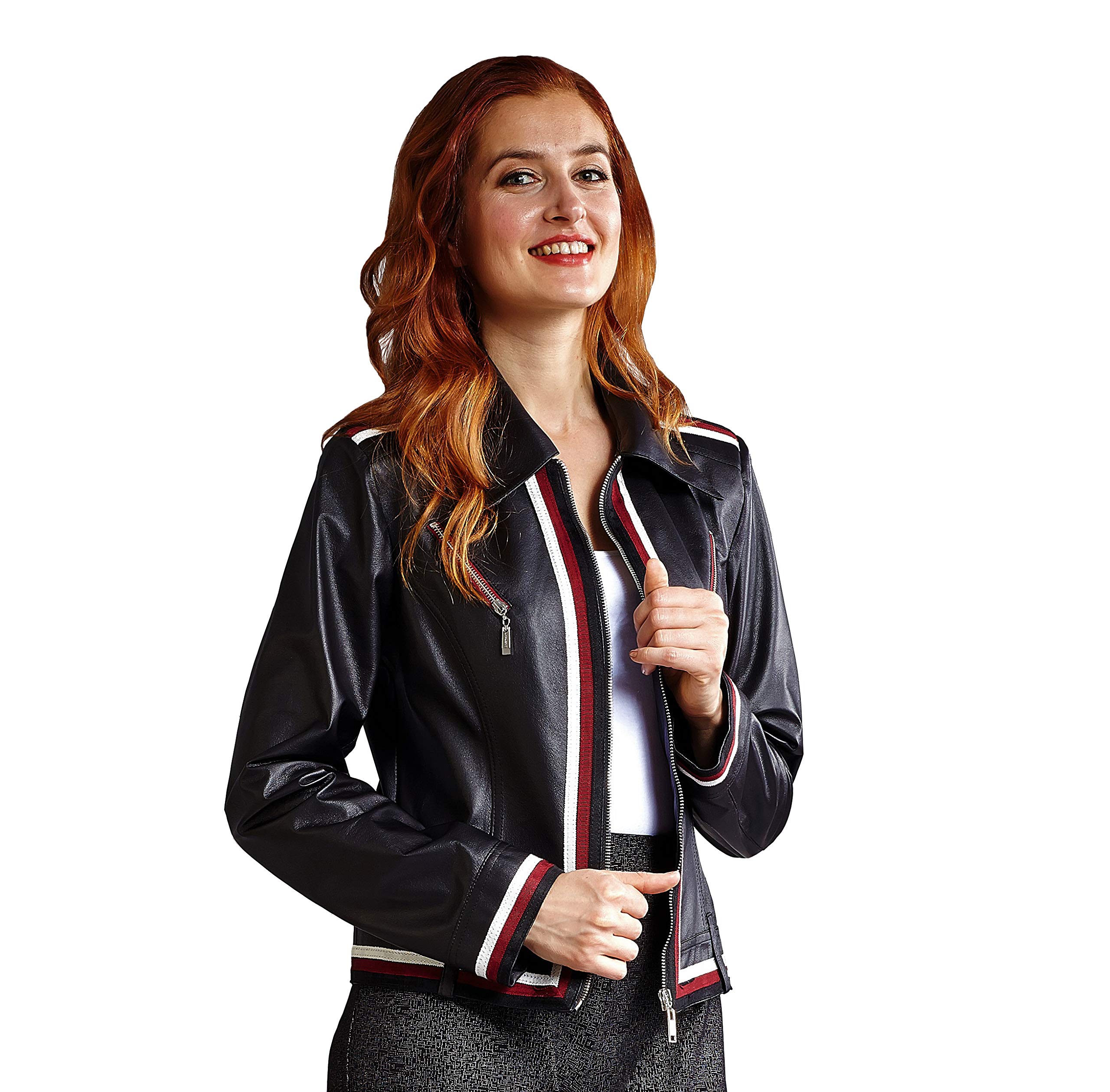 Lena Gabrielle Women's Faux Leather Jacket - Black | Stylish Vegan Leather Biker Jacket for Women | Perfect for Casual Outings, Night Out & Fall Fashion