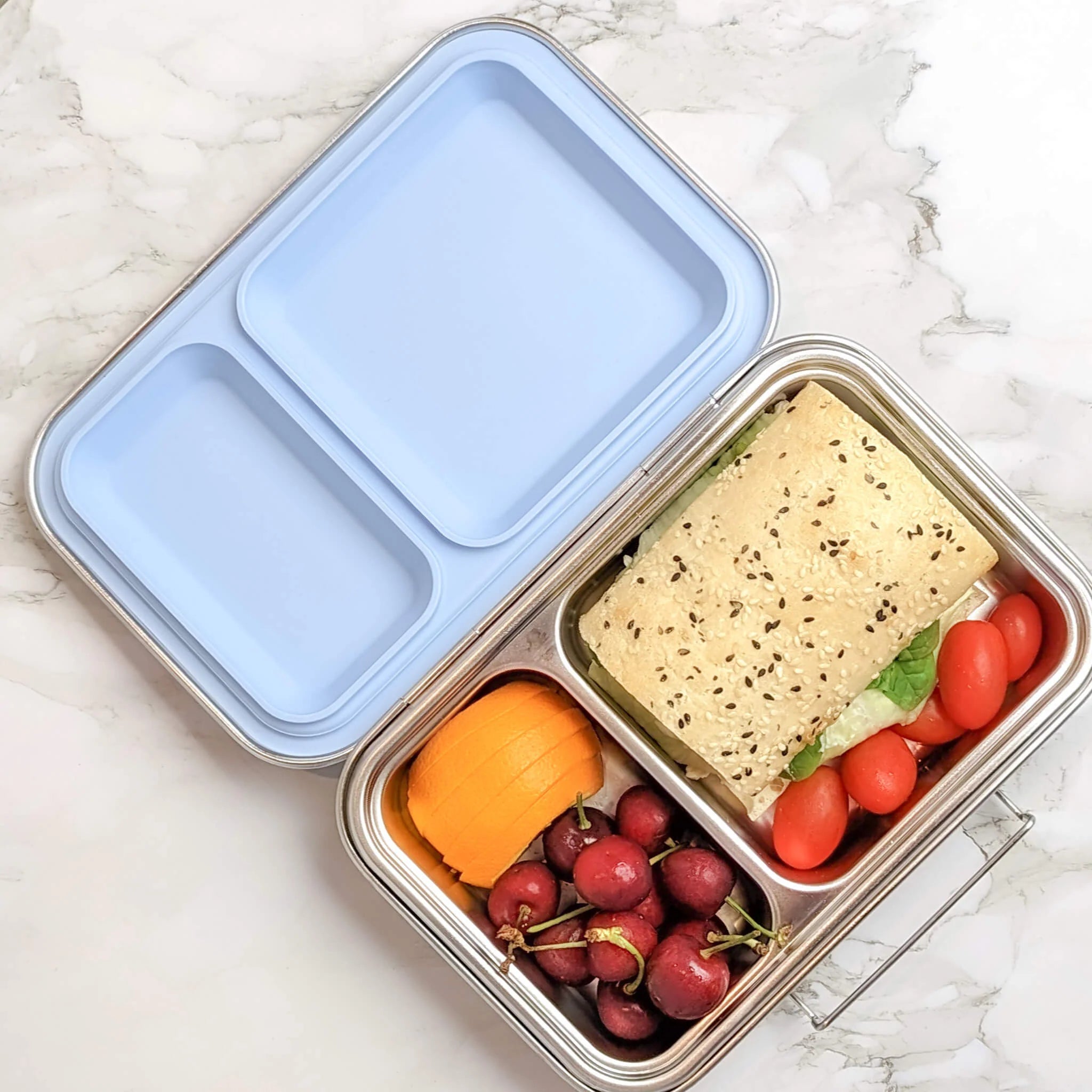 Ecococoon Stainless Steel Leakproof Bento Box - 2 Compartment Lunch Container for Adults & Kids | Perfect for School, Office & Picnics | Blueberry Color