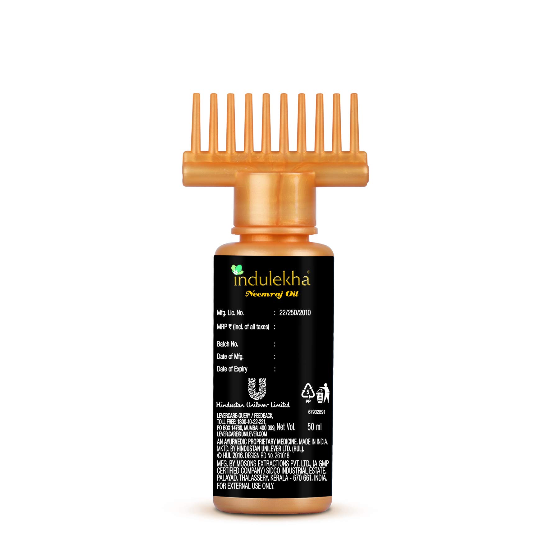 Indulekha Neemraj Oil 50ml - 100% Pure Ayurvedic Hair Oil for Dandruff & Scalp Care | Promotes Hair Growth & Reduces Hair Fall | Perfect for Daily Hair Care Routine & Scalp Massage