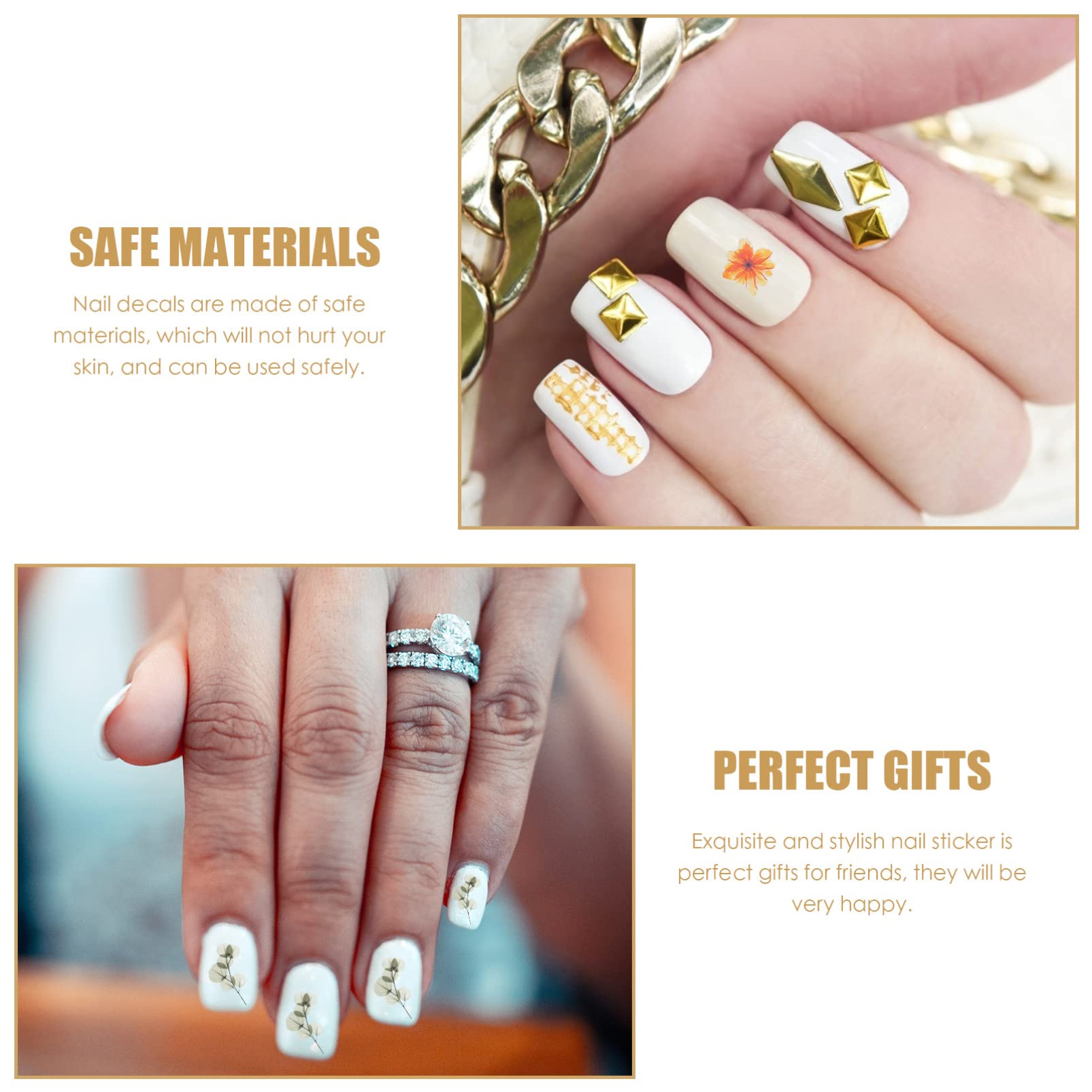 EXCLUZO 6 Sheets Self-Adhesive Nail Art Decals - Floral Nail Stickers for Women, DIY Manicure Designs, Waterproof Nail Decorations for Parties, Weddings & Special Occasions