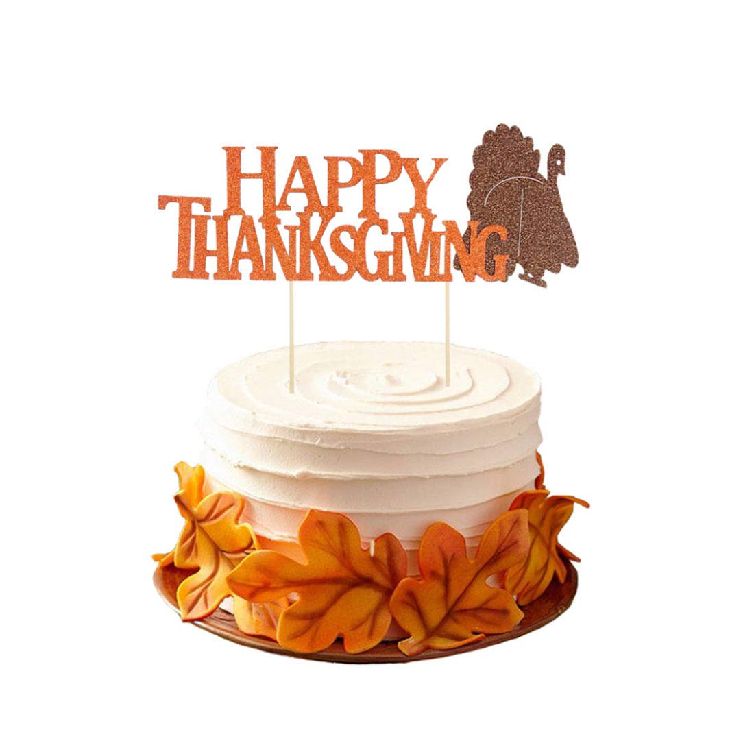 2 Pack Thanksgiving Turkey Cake Toppers - Fall Harvest Cake Decorations for Thanksgiving Desserts, Pumpkin Pies & Autumn Party Celebrations