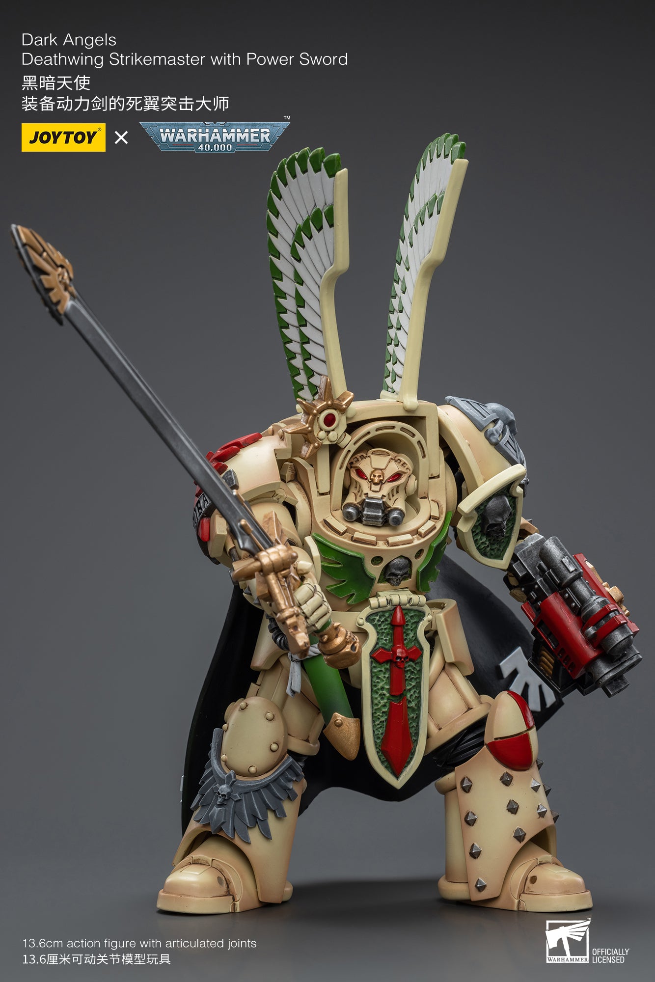 JOYTOY 1/18 Scale Warhammer 40K Dark Angels Deathwing Action Figure - Collectible Miniature for Tabletop Gaming & Display