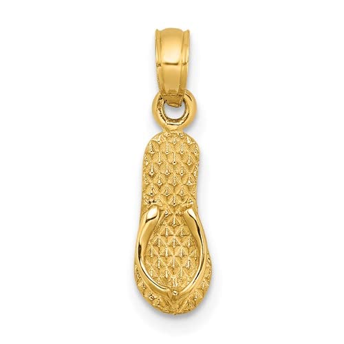 14k Yellow Gold Myrtle Beach Flip Flop Charm - Elegant Beach Jewelry for Necklaces & Bracelets - Perfect for Summer Vacations, Beach Weddings & Coastal Fashion