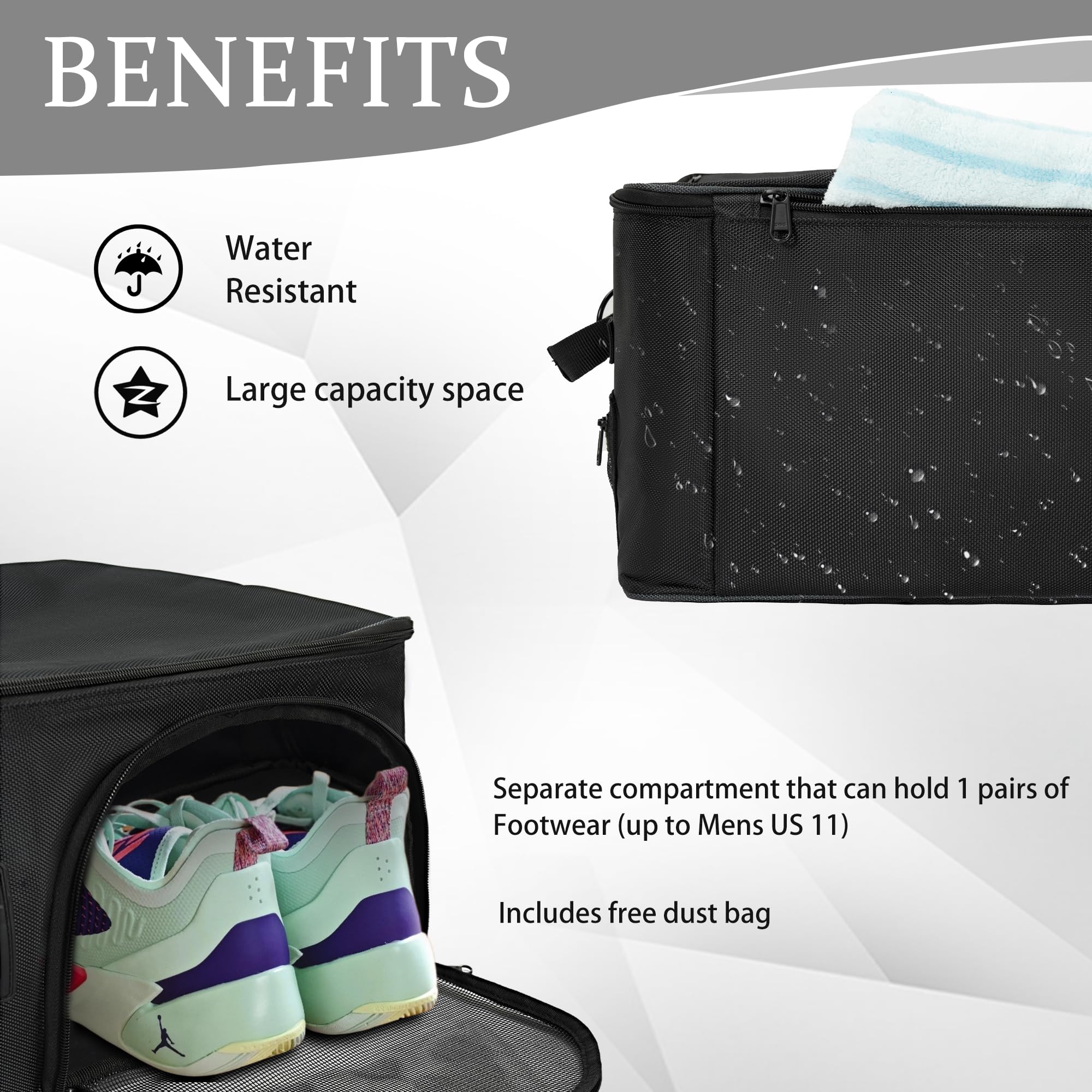 Premium Golf Trunk Organizer - Ventilated Shoe Compartment & Storage for Golf Balls, Tees, Clothes, Gloves & Accessories - Perfect for Car, SUV & Golf Cart Organization