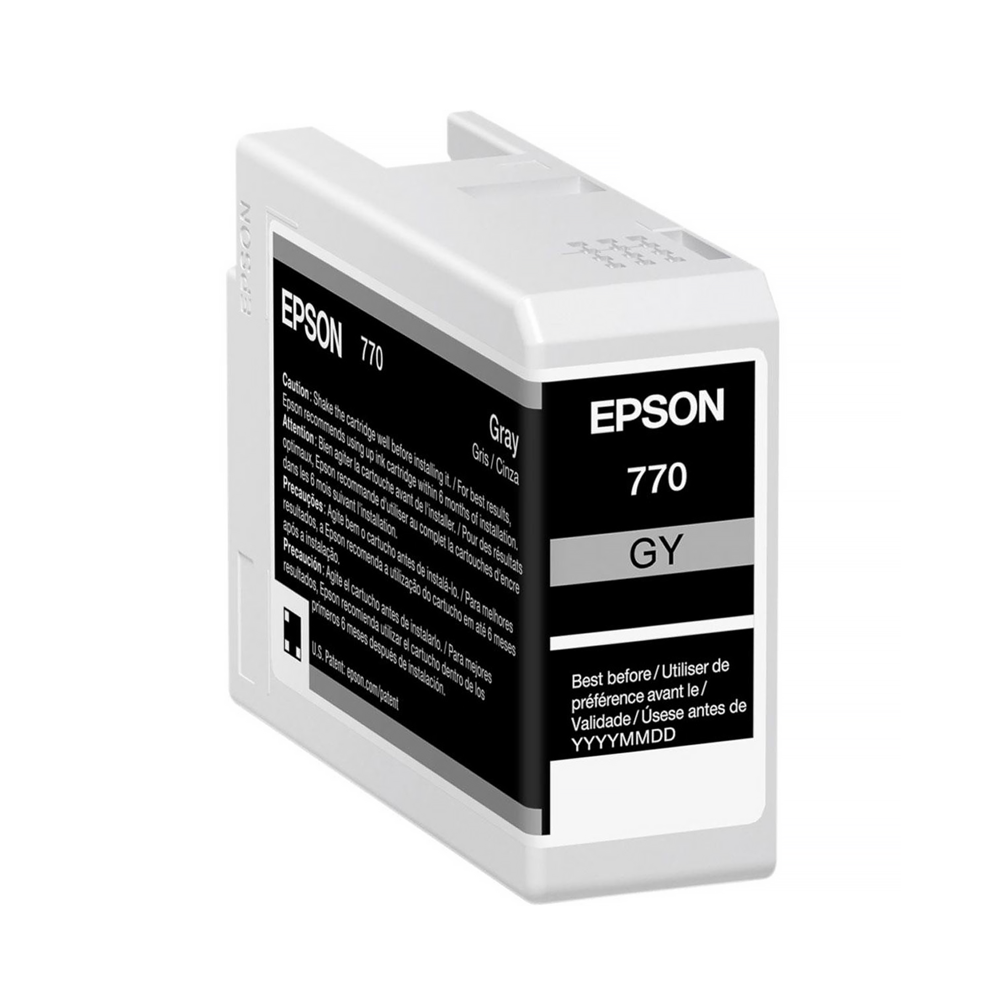 Epson T770 UltraChrome PRO10 Gray Ink Cartridge (25mL) - Compatible with SureColor P700 Printer | High-Quality Photo Printing for Professional Photographers & Graphic Designers