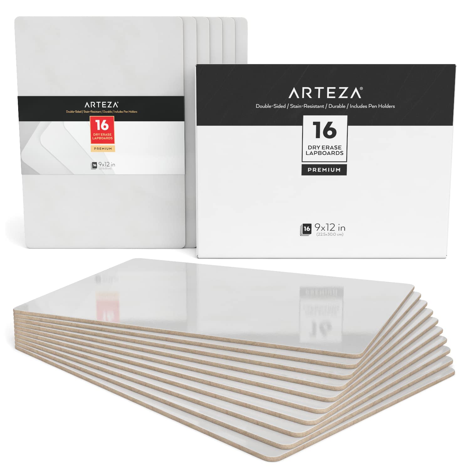 ARTEZA Mini White Boards 16 Pack - 9x12 Inch Double Sided Dry Erase Lapboards for Classroom, Office & Home - Perfect for Students, Teachers & Professionals - Ideal for Notes, Presentations & Brainstorming