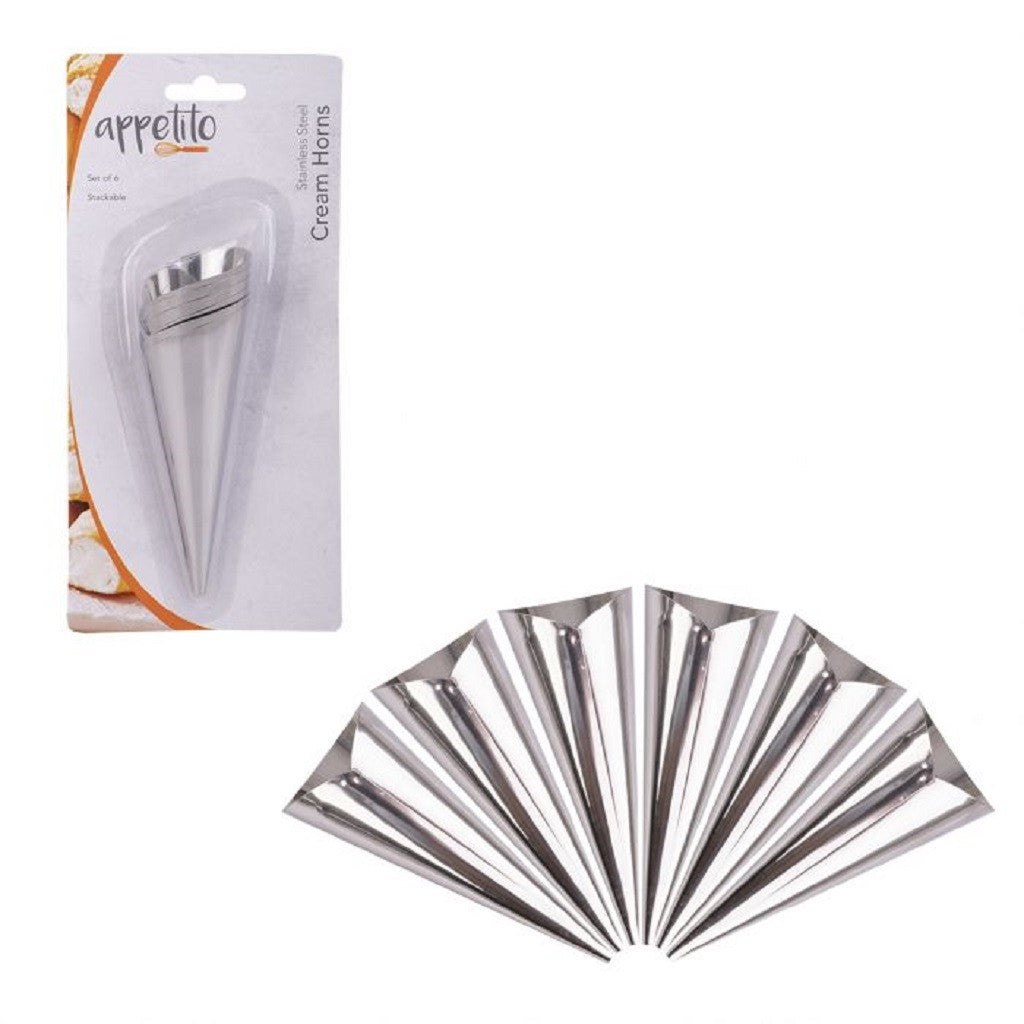 Appetito Cream Horns Stainless Steel Size 6 - Perfect for Baking, Pastry Filling & Dessert Decorating