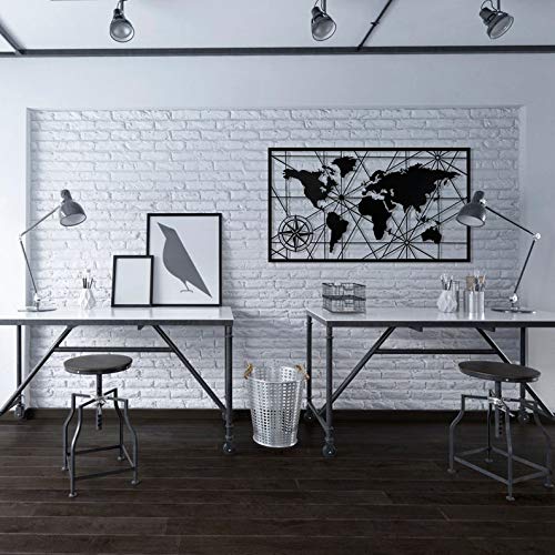 BAUPOR 3D World Map Metal Wall Art Decor - Modern Home Office Bedroom Living Room & Outdoor Wall Decor - Perfect for Travel Lovers & Geography Enthusiasts