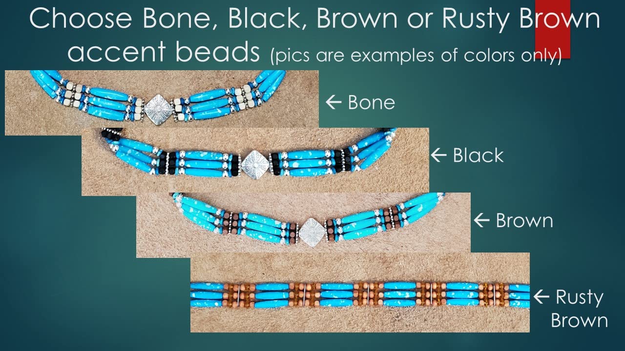 Handmade Western Cowboy Hat Band with Turquoise Hairpipe Beads & Metal Diamond Centerpiece - Vintage Style Accessory for Rodeo, Country Music Festivals & Western Fashion