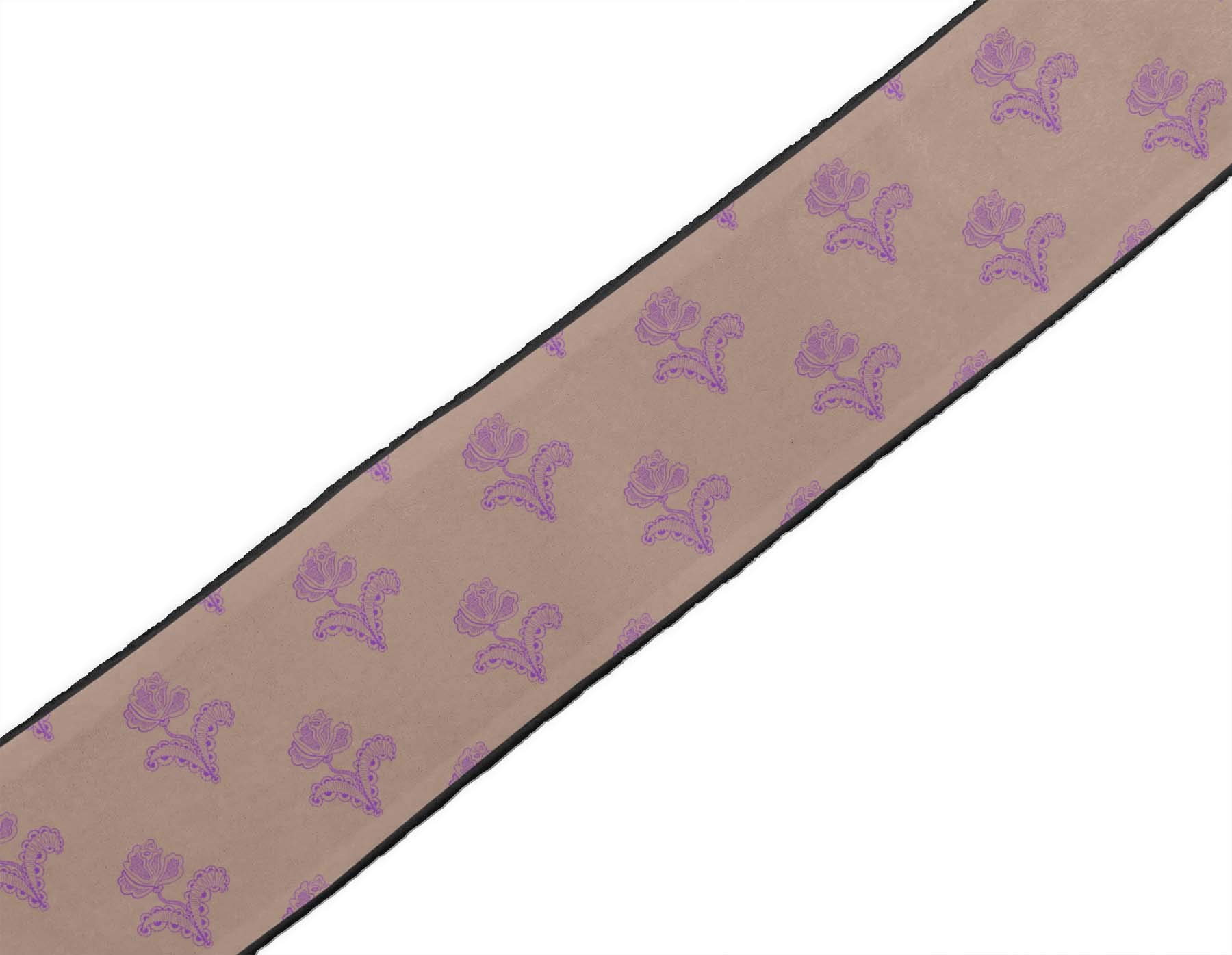 Indian Beautiful Art Purple Leaves & Floral Block Printed Dupion Fabric Ribbon Trim - 9 Yards, 3 Inches Wide for Sewing, Crafts, DIY Accessories | Perfect for Dressmaking, Home Decor, Gift Wrapping & Scrapbooking