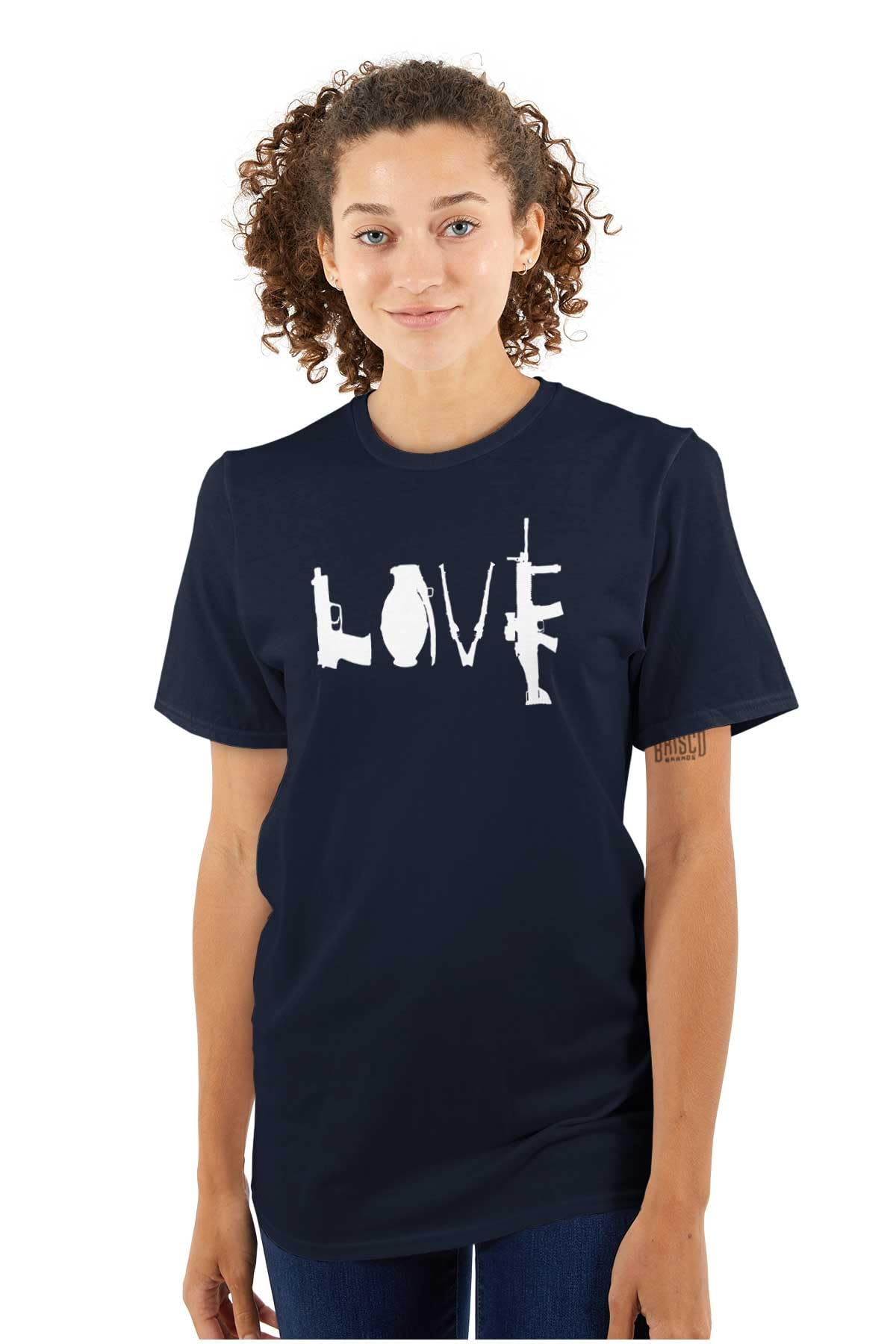 Love Pistol Rifle Arms Owner America Women's Graphic T-Shirt | Patriotic Gun Rights Tee for Women | Perfect for Shooting Range, Gun Shows & 2A Supporters