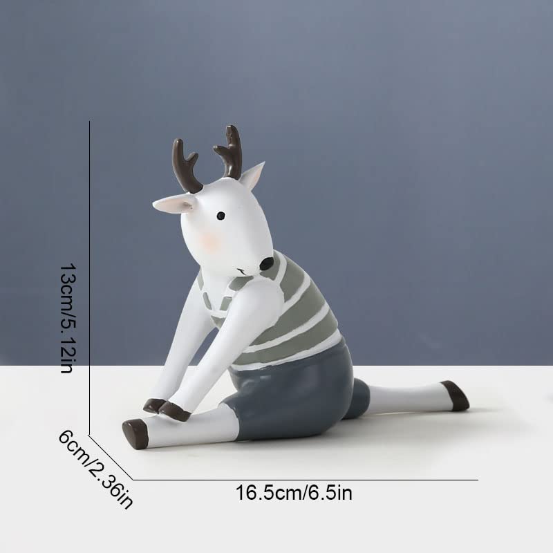 Luckxuan Creative Cartoon Resin Yoga Deer Sculpture - Handcrafted Home Decor Statue for Living Room, Desktop, Office & Kids Room | Perfect Birthday Gift & Meditation Decor for Yoga Lovers (Type F)