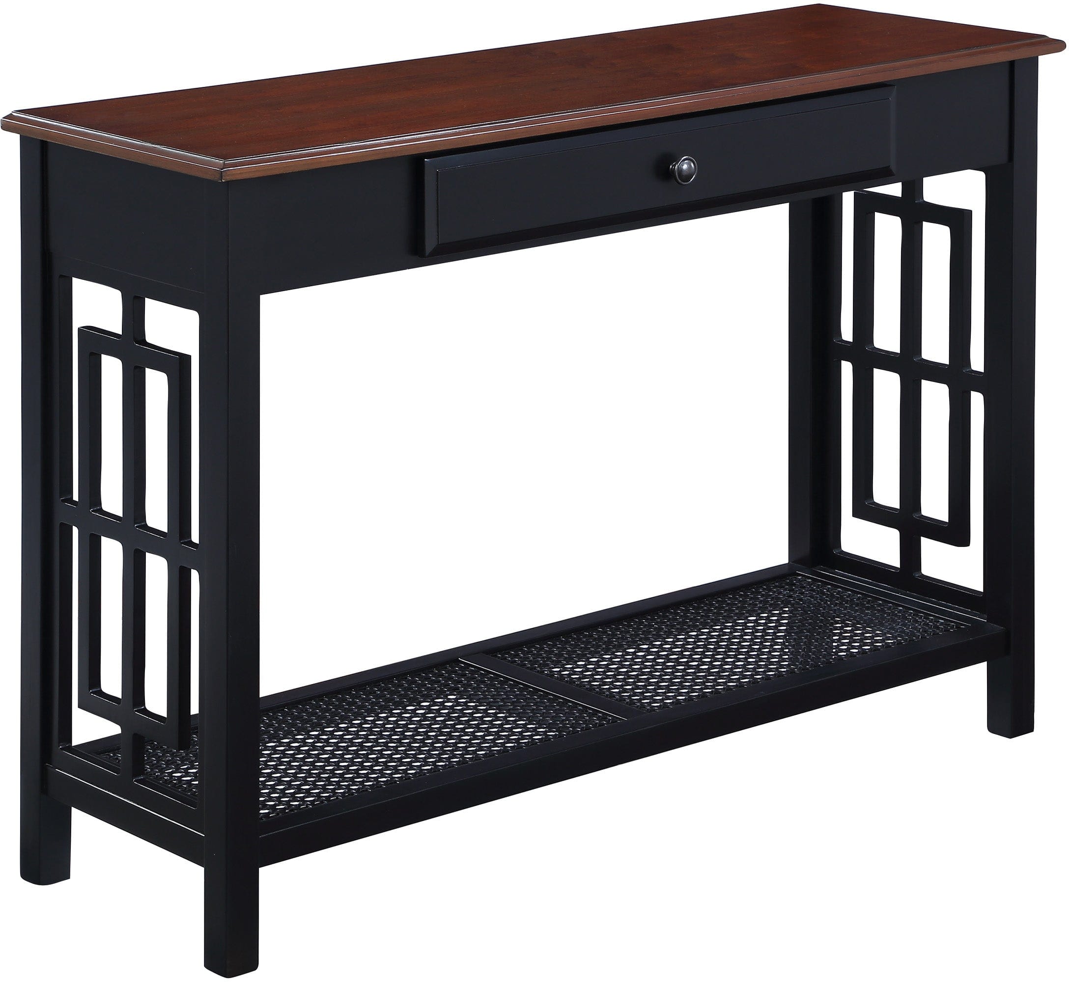 Office Star Oxford Foyer Table - Entryway Console Table with Shelf Storage, Dark Brown Wood Finish - Perfect for Hallway, Living Room & Office Decor