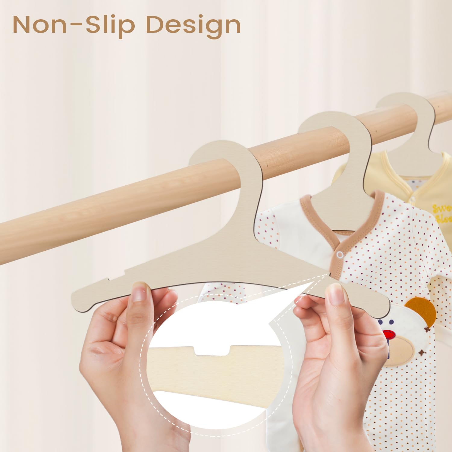 20 Pack 9 Inch Wooden Baby Hangers for Clothes - Natural Wood Infant Hangers for Nursery, Toddler & Kids Wardrobe - Perfect for Baby Shower Gifts, Closet Organization & Clothing Storage