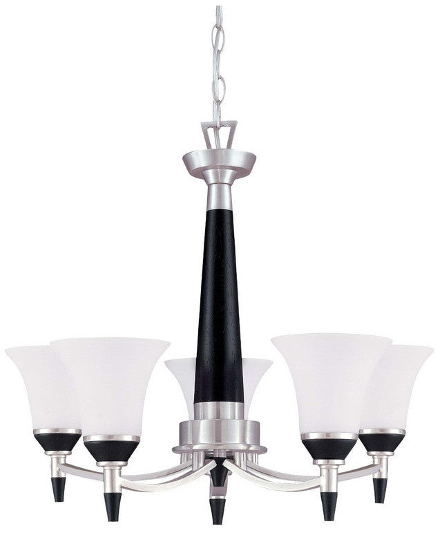 Nuvo Lighting 60 2455 Keen Collection 5-Light Energy Star Certified GU24 Fluorescent Chandelier in Brushed Nickel - Perfect for Dining Rooms, Kitchens, and Entryways