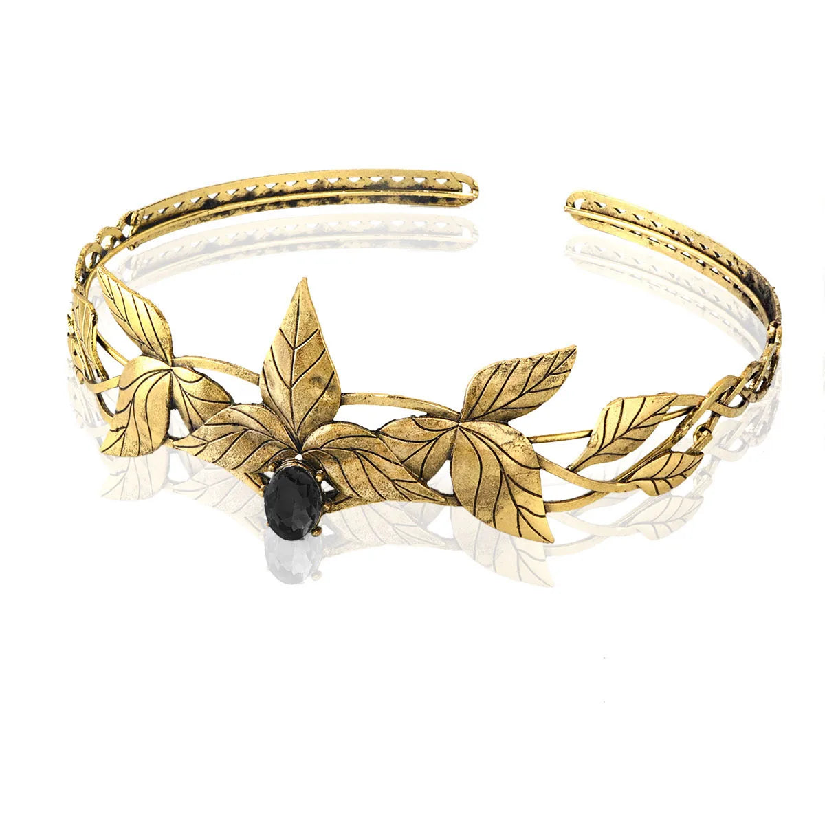 Enchanted Forest Elven Leaf Diadem Headpiece - Fantasy Cosplay Crown for Renaissance Faires, LARP & Themed Weddings