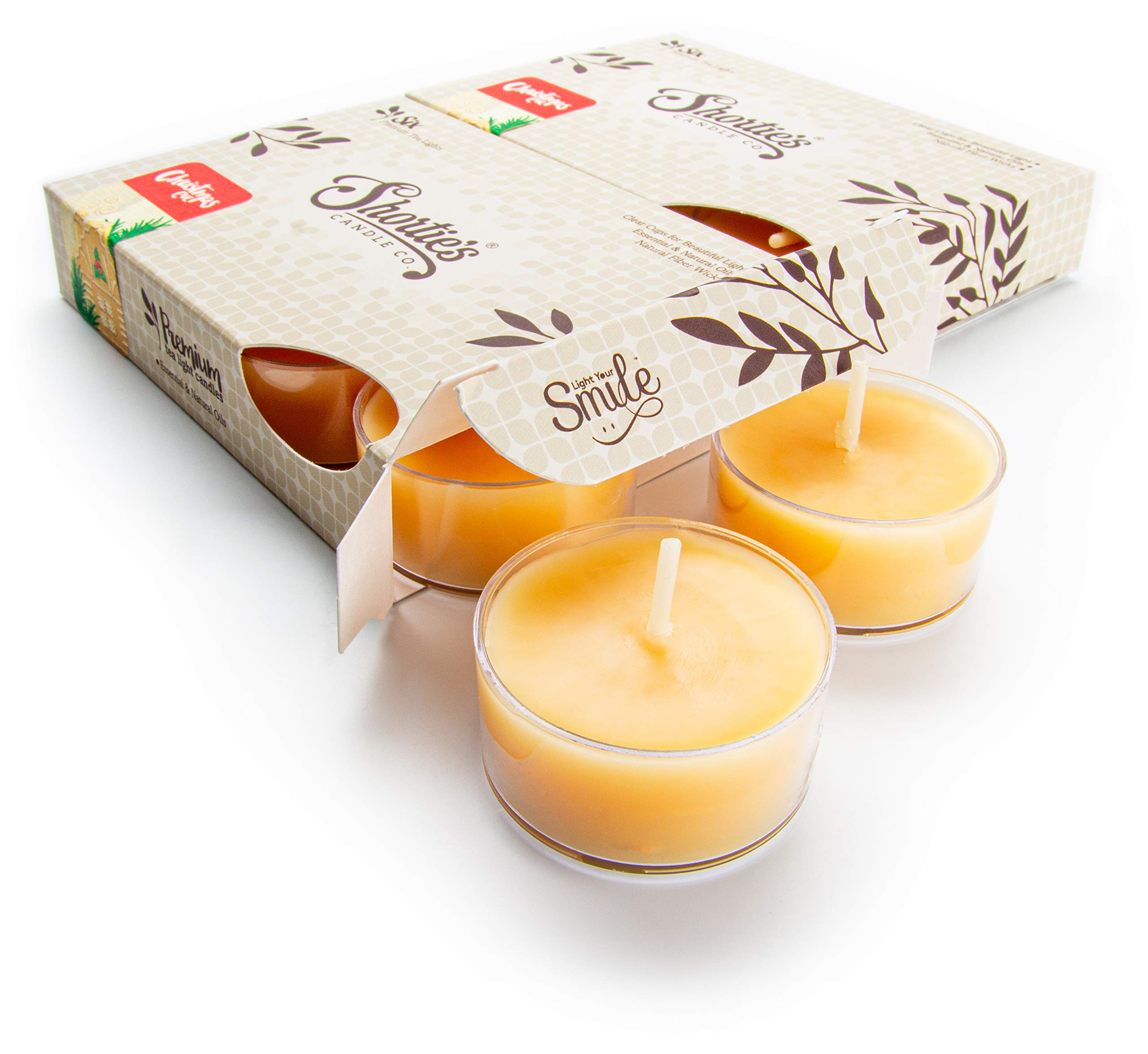 Premium Scented Tealight Candles 12-Pack - Beige Christmas Holiday Candles - Long-Lasting Fragrance - USA Made - Perfect for Christmas Eve, Home Decor, Romantic Dinners & Relaxation
