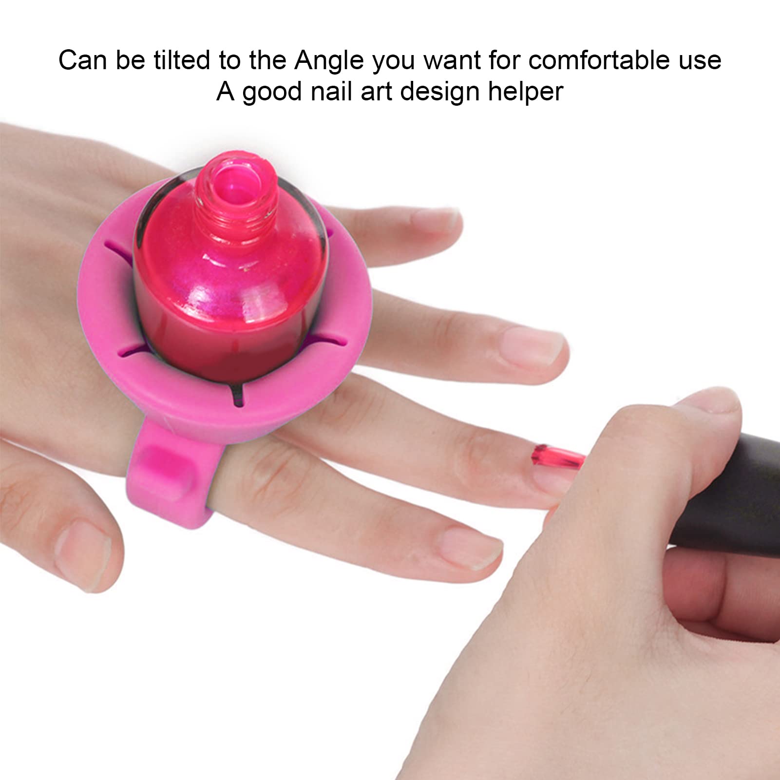 Wearable Silicone Nail Polish Holder - Comfortable Nail Art Tool for Salon & DIY Manicures at Home (Pink) - Perfect for Nail Technicians, Beginners & Beauty Enthusiasts