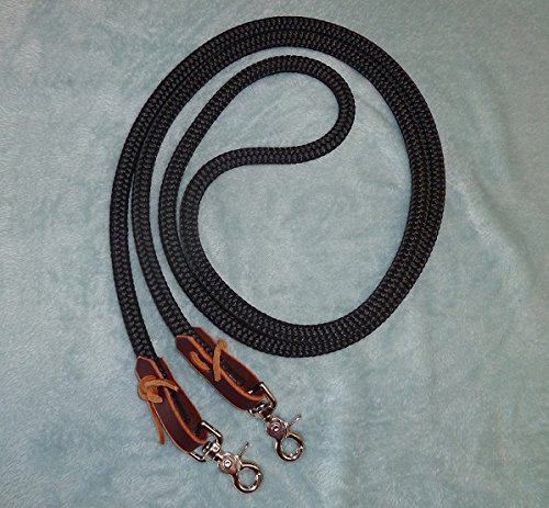 Big Sky Tack and Snacks Horse Tree Line Rope Loop Rein - 7', 8', 9', 10' White or Black - Durable Roping Rein for Western Riding, Ranch Work & Training