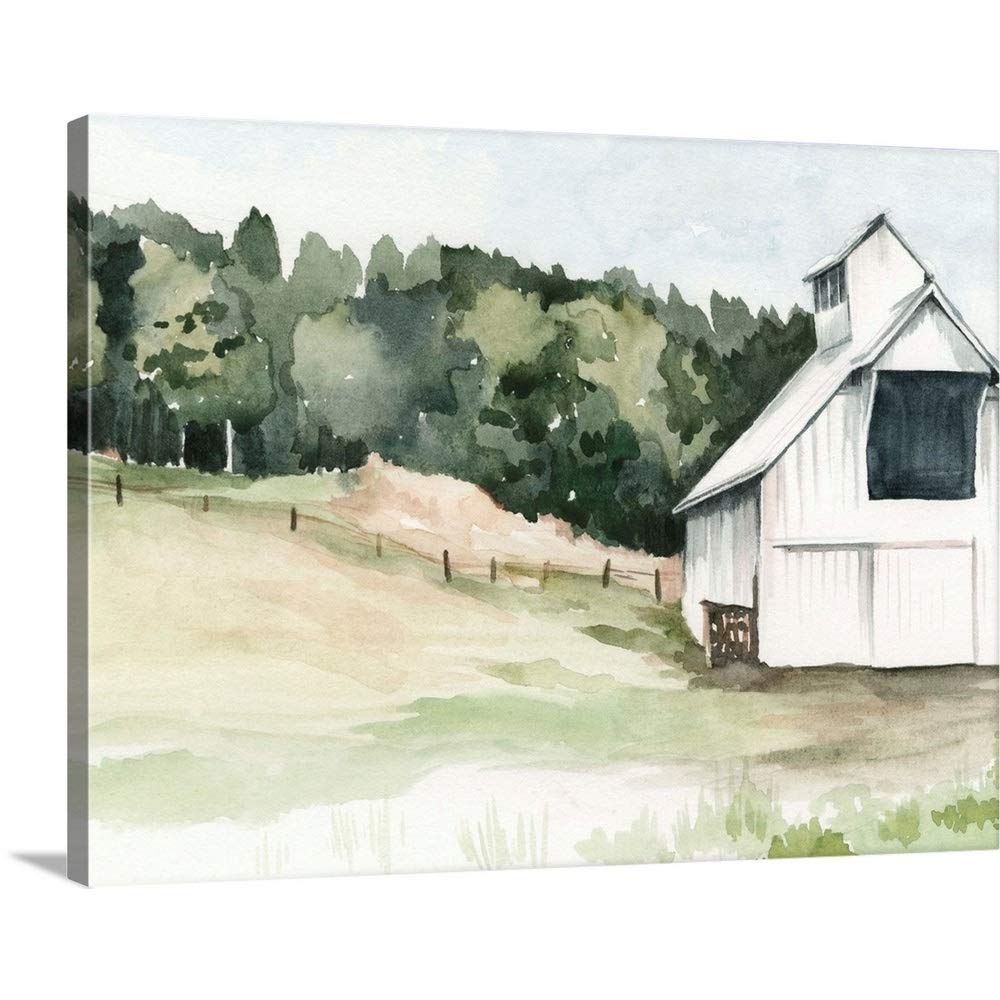 Jennifer Paxton Parker Watercolor Barn III Canvas Wall Art Print - 48x36 Inch Farmhouse Landscape Painting, Nature Artwork for Contemporary Home Decor | Perfect for Living Room, Bedroom & Office Wall Decor