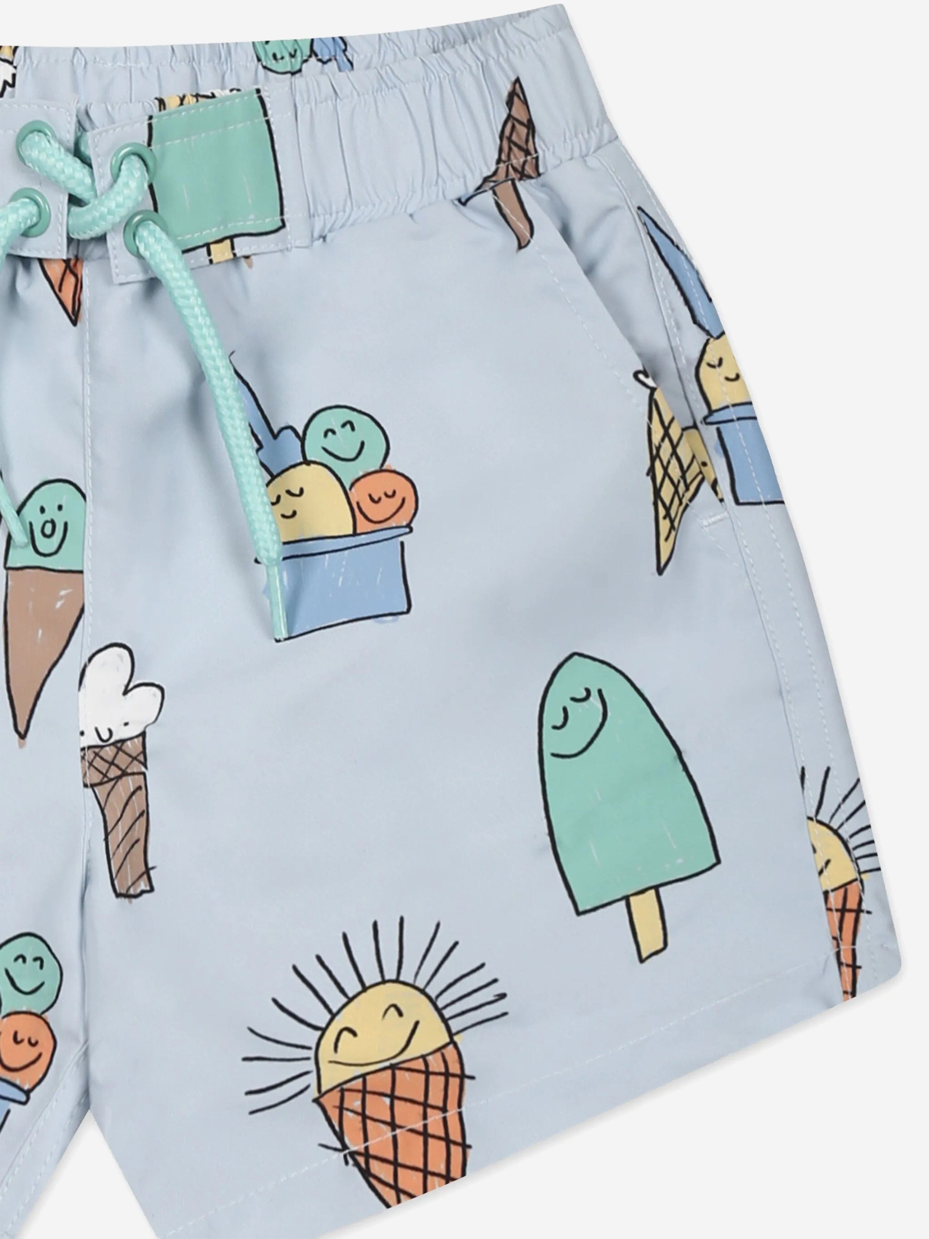 Blue Baby Boys Ice Cream Swim Shorts - Comfortable & Stylish for Beach, Pool & Summer Play