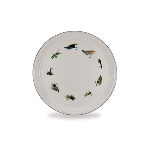 15.5 Inch Enamelware Serving Tray for Fly Fishing - Rustic Camping & Outdoor Dining Accessory
