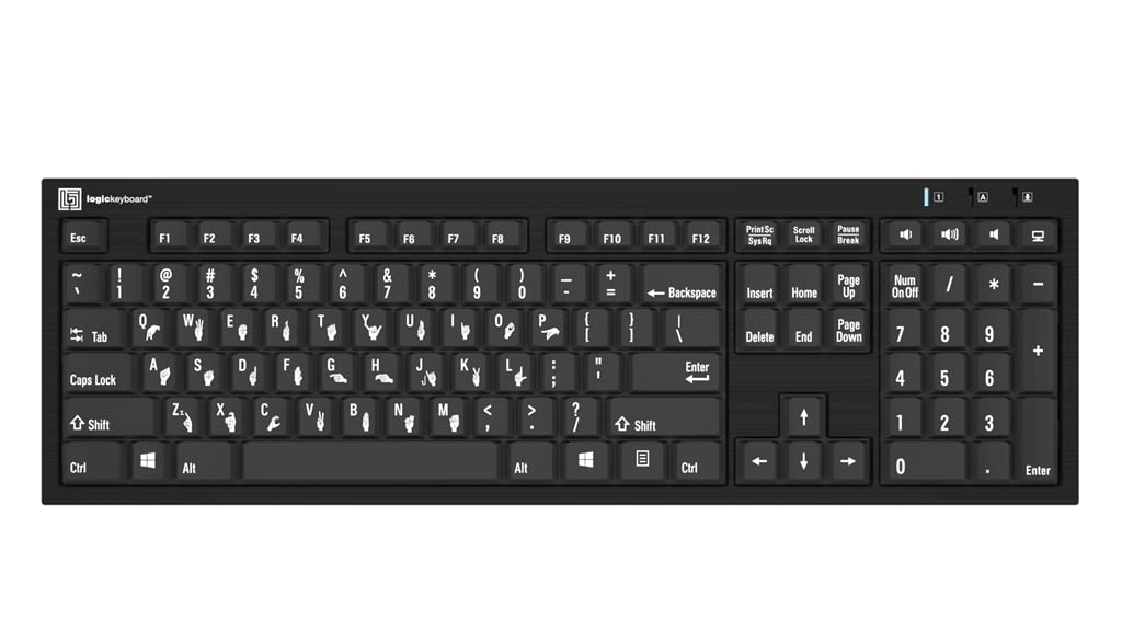 Logitech Keyboard with ASL Hand Signs - Plug & Play for Windows 7-11 - Perfect for Sign Language Classrooms & Deaf Education Programs